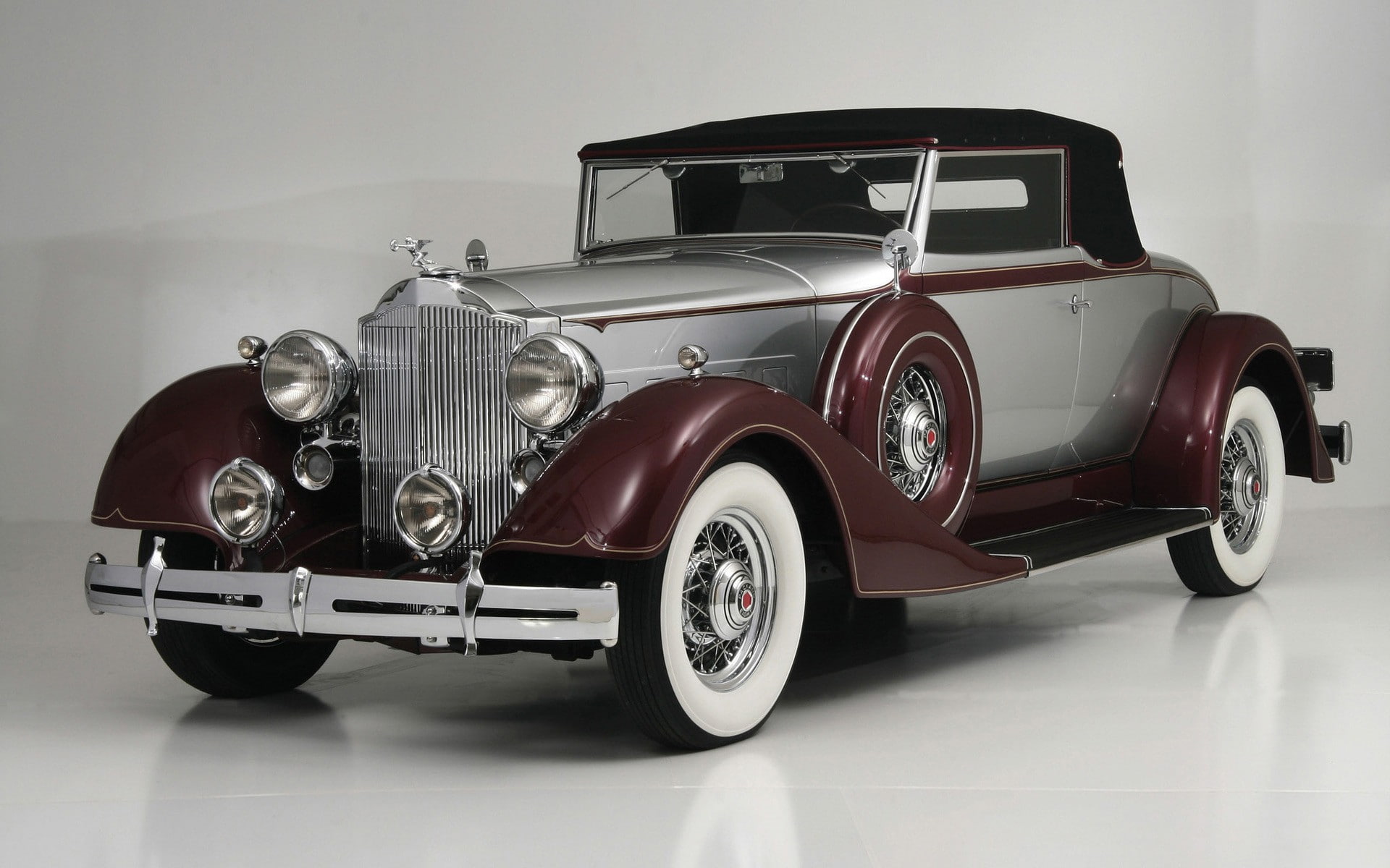chrome, day, land vehicle, antique, wheel, vintage, wealth, red, 1080P, Packard, convertible, transportation, luxury, mode of transportation, no people, HD Wallpaper