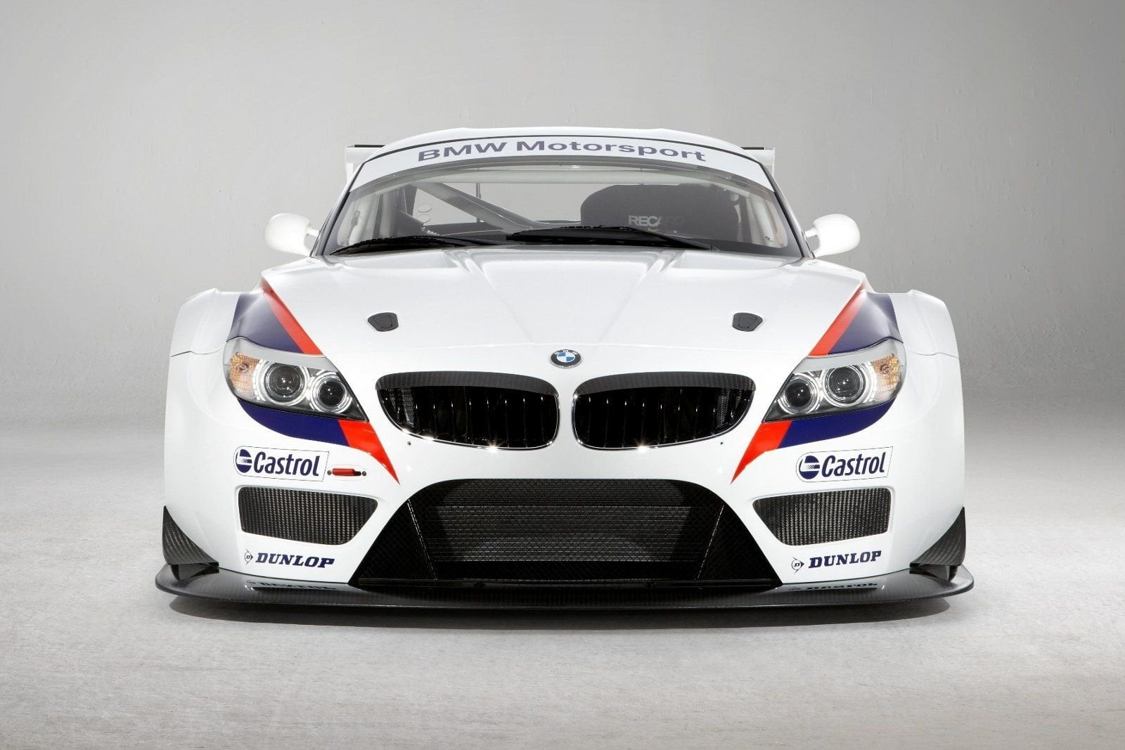 front view, white, gray, sports race, racecar, success, coupe, BMW, BMW Z4 GT3, sport, motorsport, car, gray background, text, motor vehicle, no people, HD Wallpaper