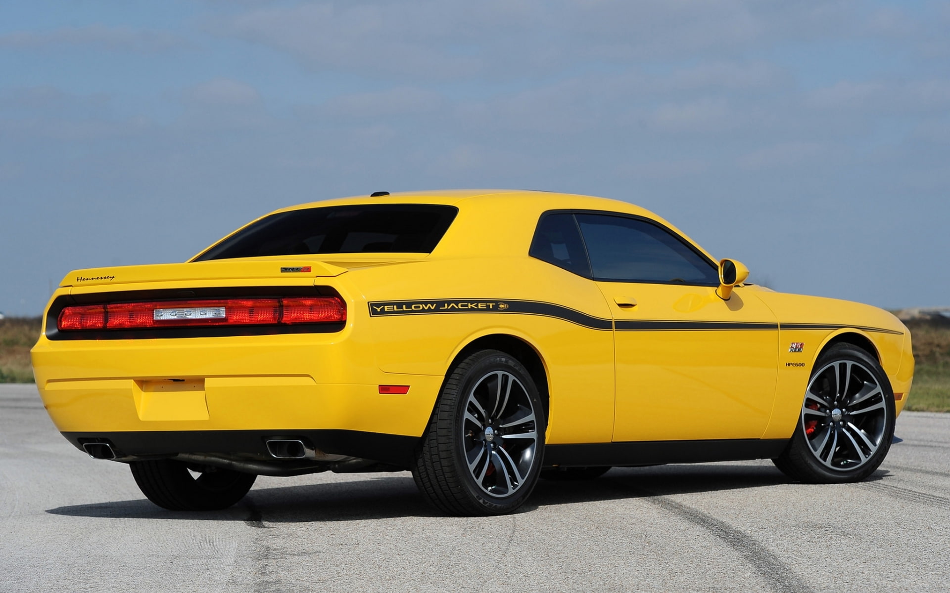 Hennessey, Dodge, 1080P, yellow, rear view, Muscle car, Challenger, 392, SRT8, Chelenzher, Yellow Jacket, HD Wallpaper