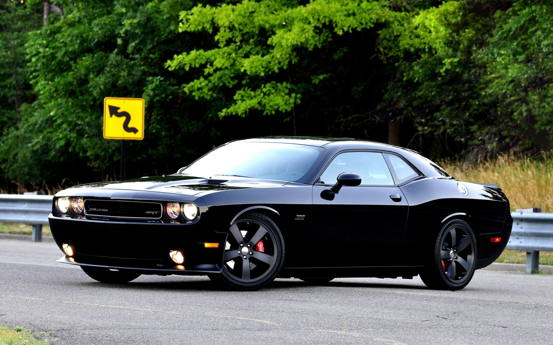 Challenger, transportation, blue, chevrolet, Chelenzher, day, car, coupe, motor vehicle, mode of transportation, tree, black, yellow, no people, city, Muscle car, HD Wallpaper