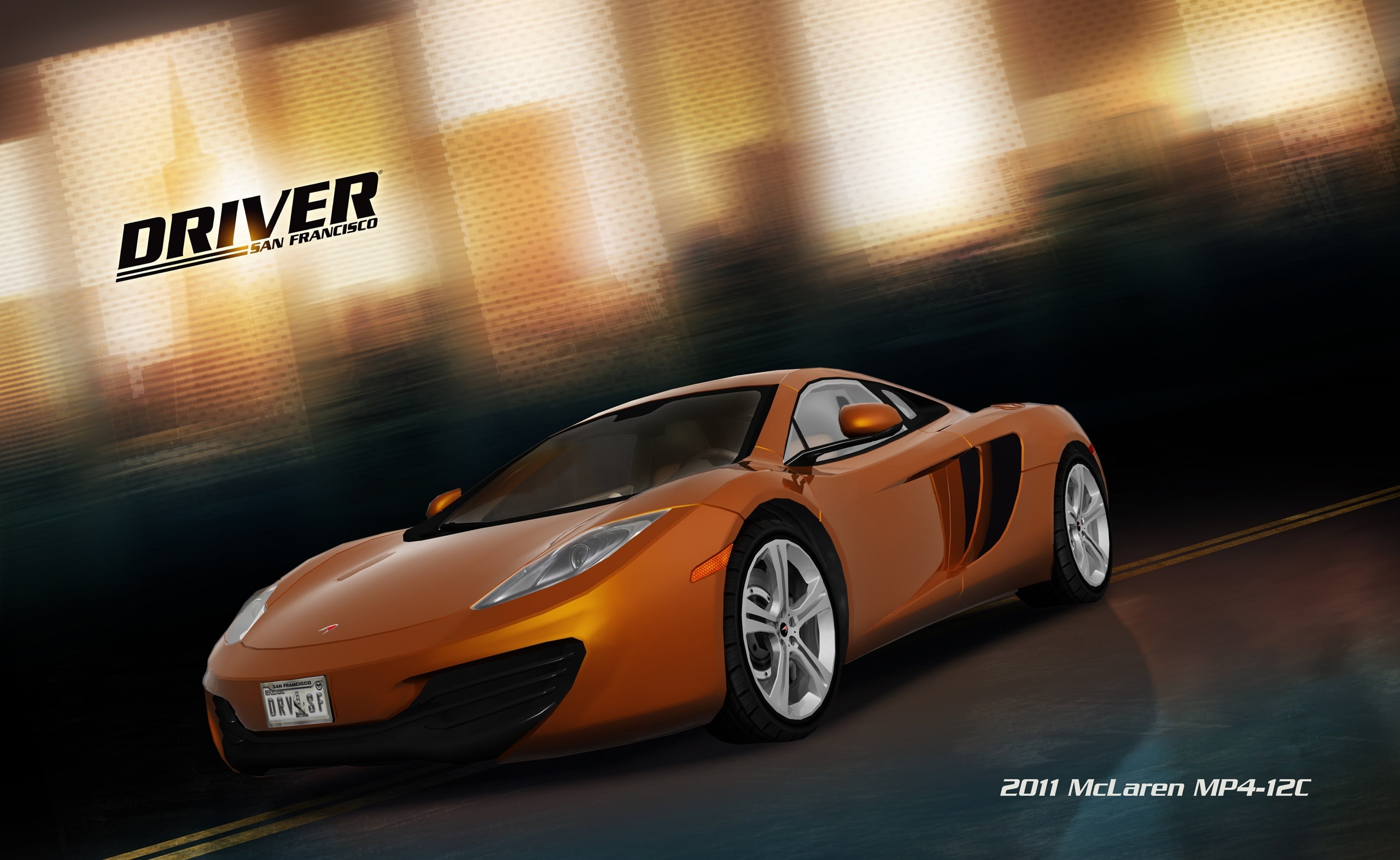land vehicle, transportation, mp, communication, mode of transportation, indoors, capital letter, orange, driver san francisco 2011 mclaren mp4 12c, western script, HD Wallpaper