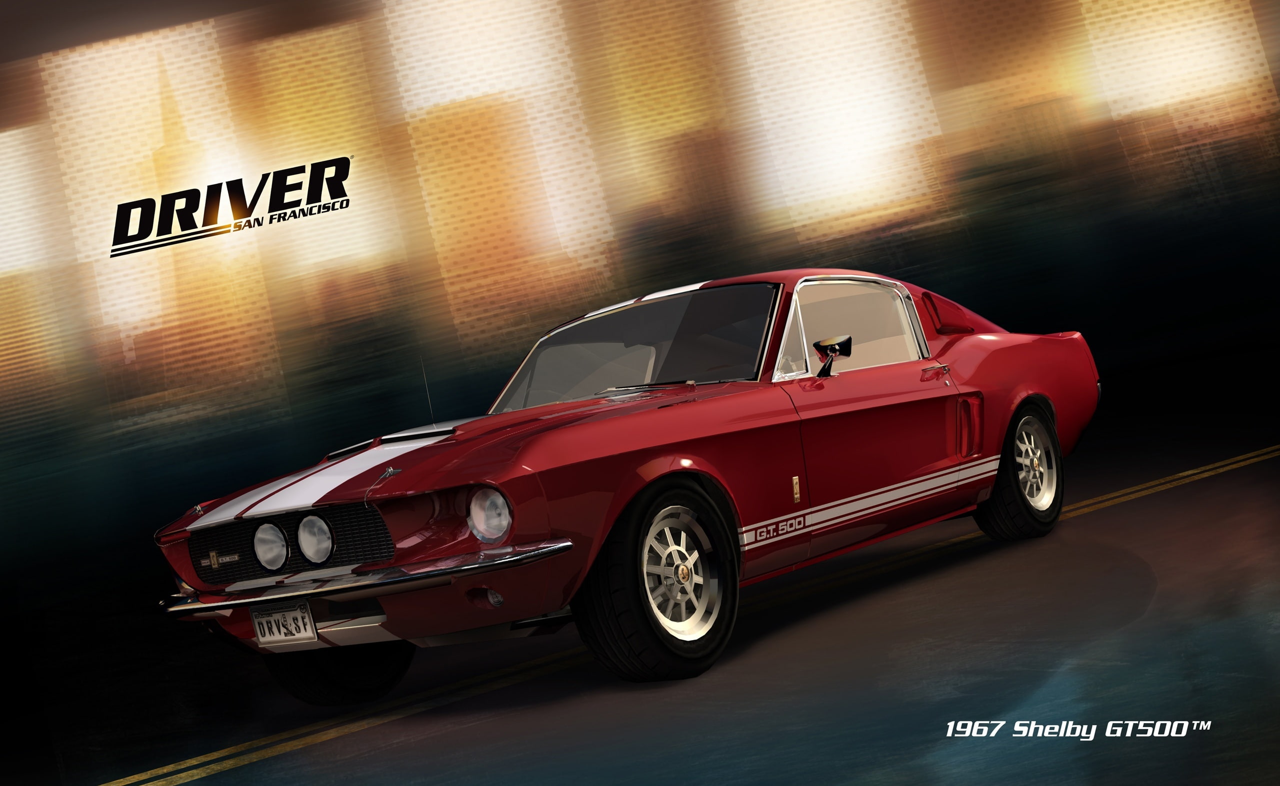 Games, driver san francisco, gt, indoors, ford, driving video game, text, red, coupe, road, no people, illuminated, 2K, sign, driver san francisco 1967 shelby gt500, HD Wallpaper