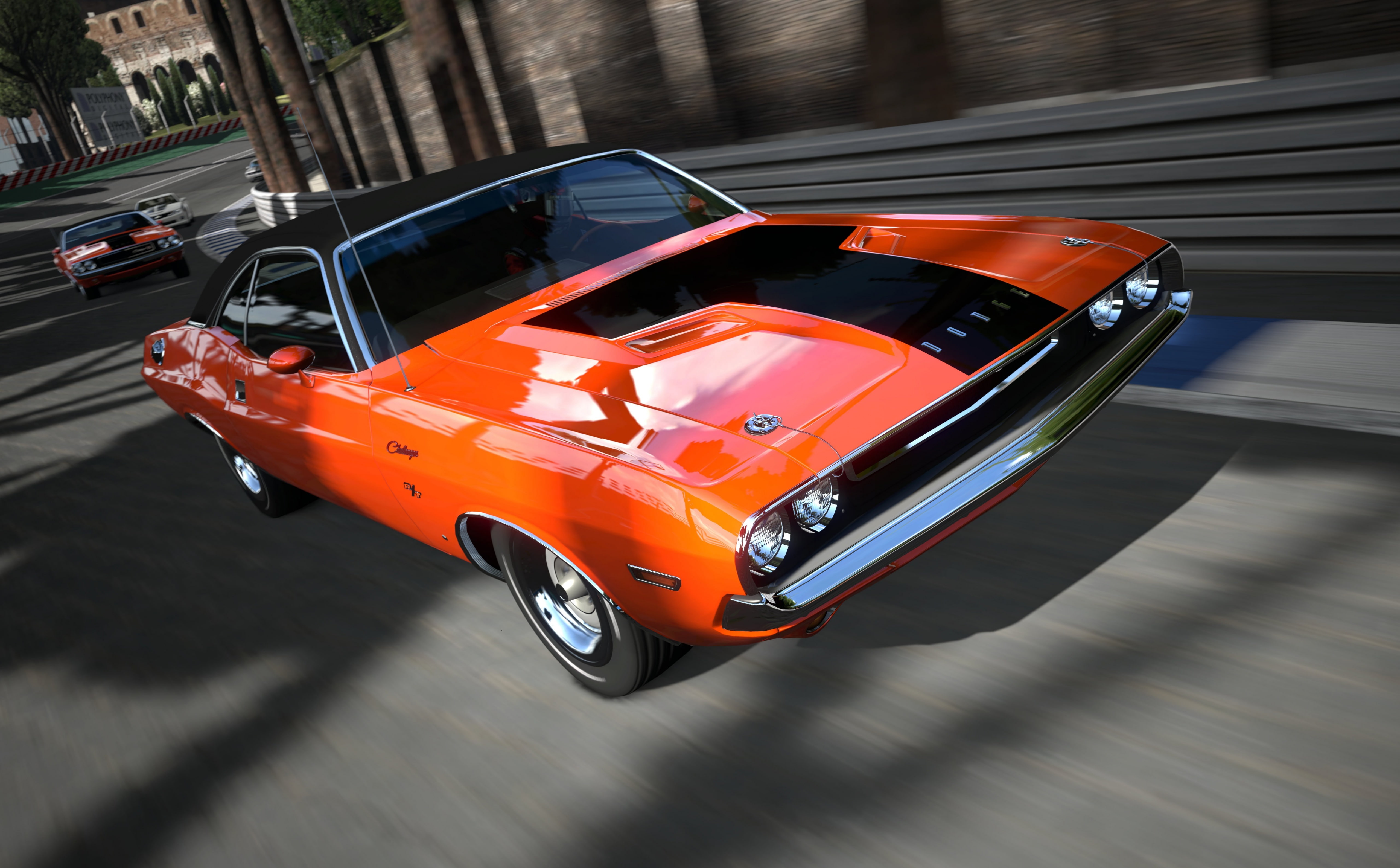 Gran Turismo, car, sunlight, city, street, classic car, day, luxury, toy car, motor vehicle, muscle, orange, red, turismo, no people, focus on foreground, HD Wallpaper