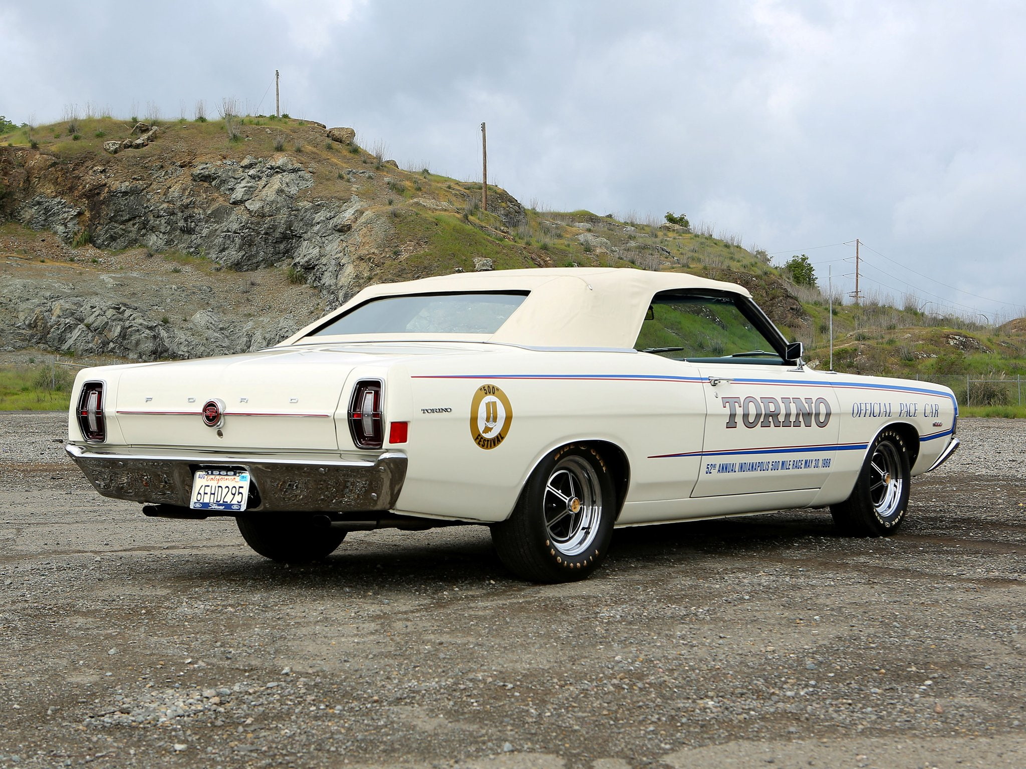 g t, muscle, 1968, convertible, pace, torino, race, indy, 500, ford, classic, fairlane, 1080P, racing, HD Wallpaper