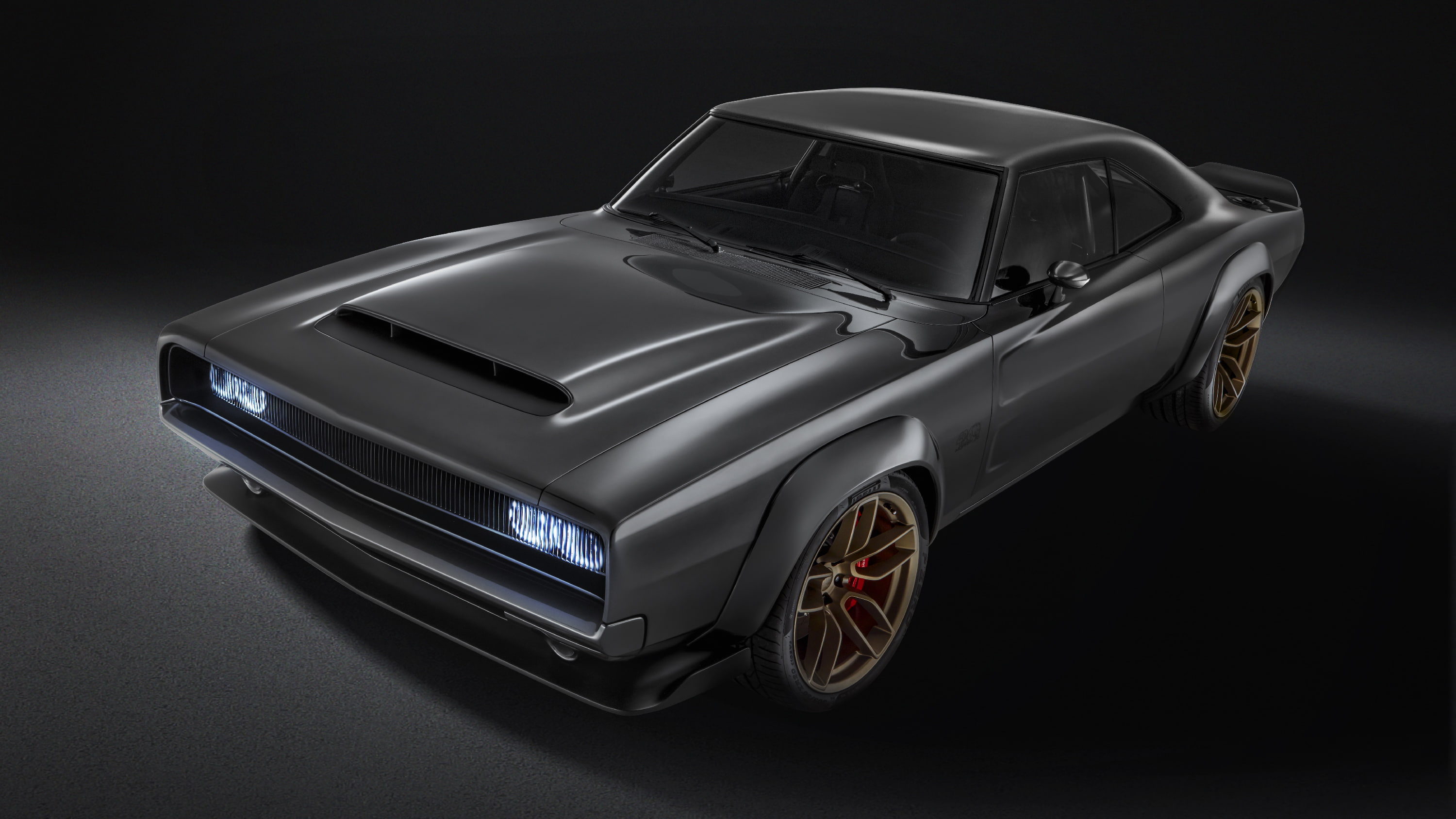 Concept, wealth, indoors, sports car, black background, metal, black color, clean, reflection, 2K, Dodge, motor vehicle, 1968, car, no people, retro styled, HD Wallpaper