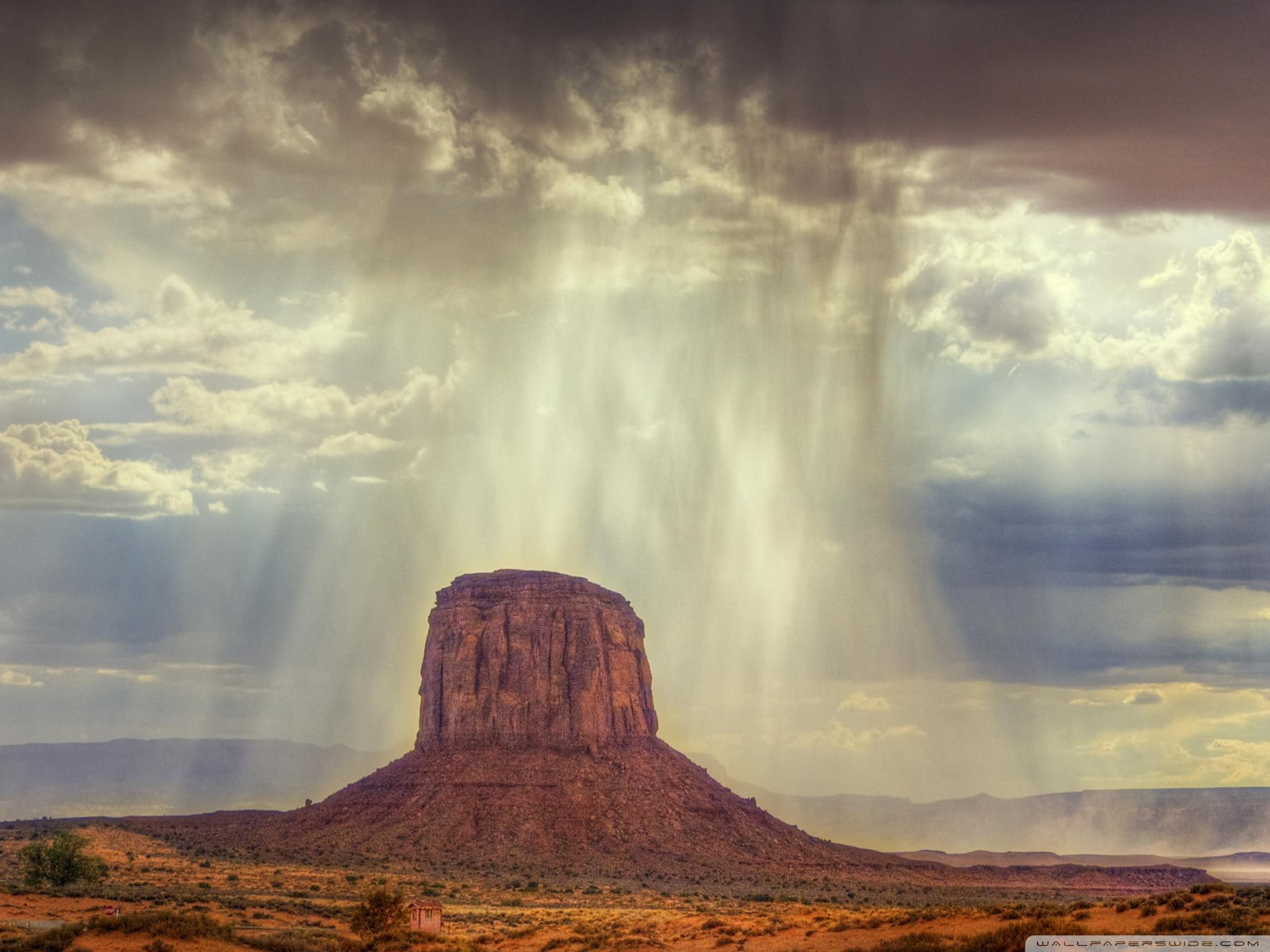 1080P, house, nature and landscapes, trees, canyon, rain, torrential, landscape, nature, HD Wallpaper
