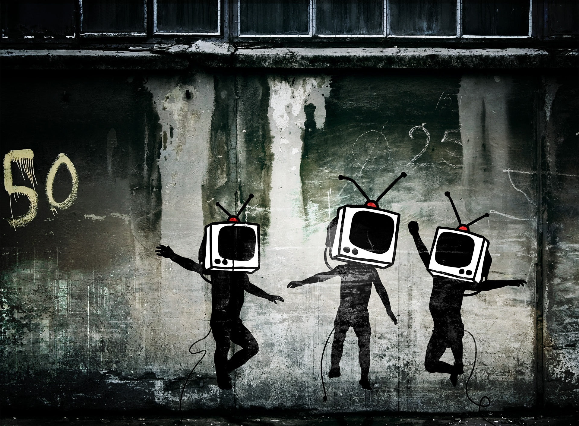 Graffiti, st, built structure, crt, Nation, architecture, century, window, outdoors, Dark, building exterior, building, Digital, clothing, Television, wall - building feature, HD Wallpaper