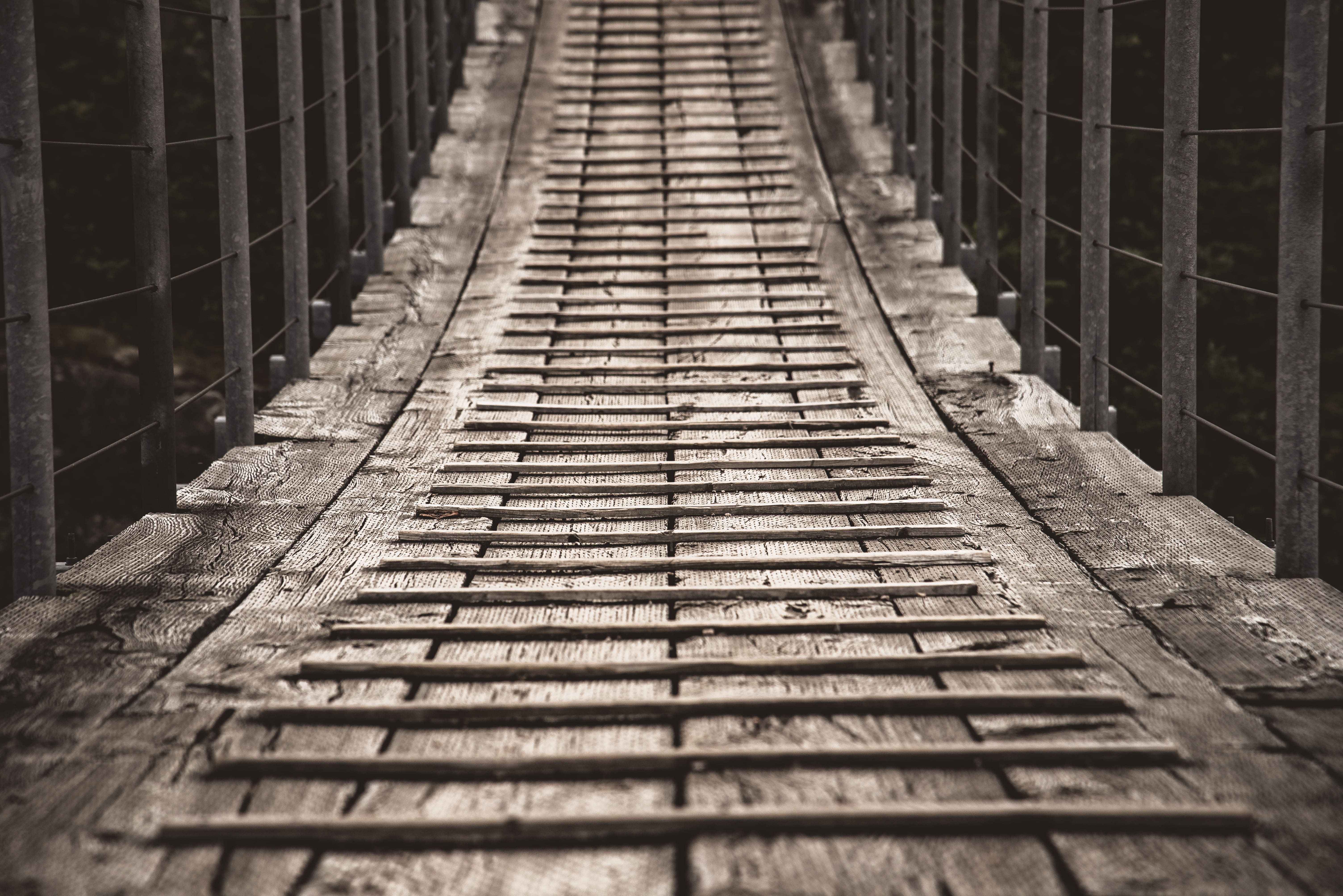 shallow, details, diminishing perspective, centre plein air bec-scie, rail transportation, train track, hdr, metal, rail, la baie, brick, canada, transportation, HD Wallpaper