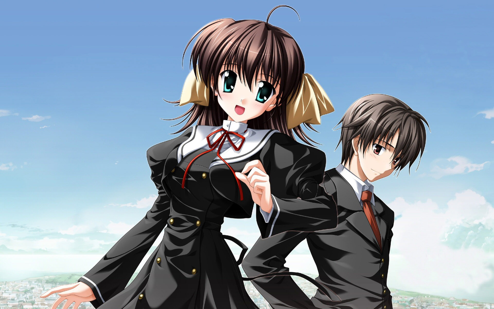 child, childhood, two people, portrait, lifestyles, nature, togetherness, costume, girls, females, males, innocence, women, sky, anime, men, outdoors, bangs, HD Wallpaper