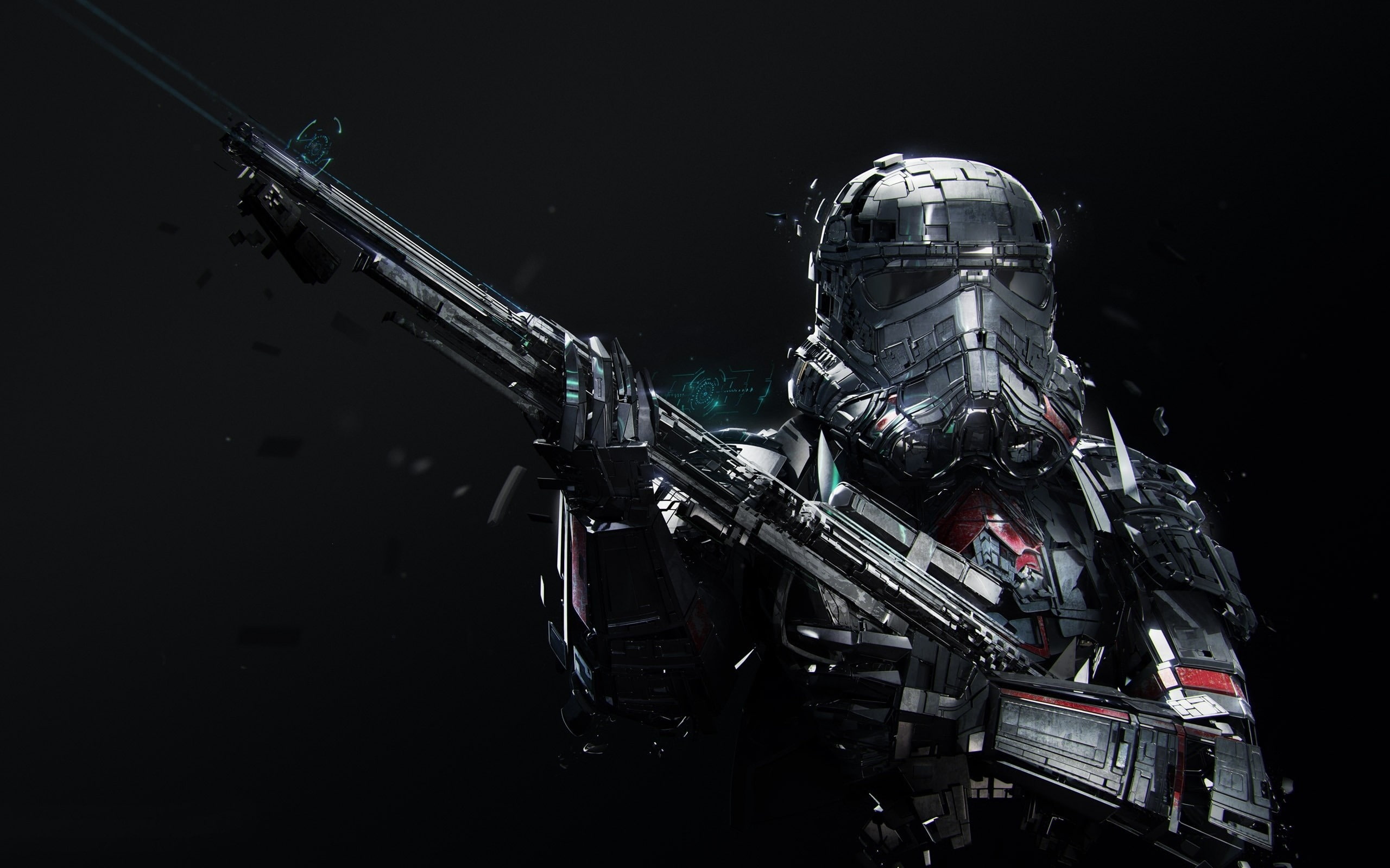 helmet, headwear, waist up, black background, special forces, weapon, star, security, clothing, uniform, protection, work helmet, suit of armor, HD Wallpaper