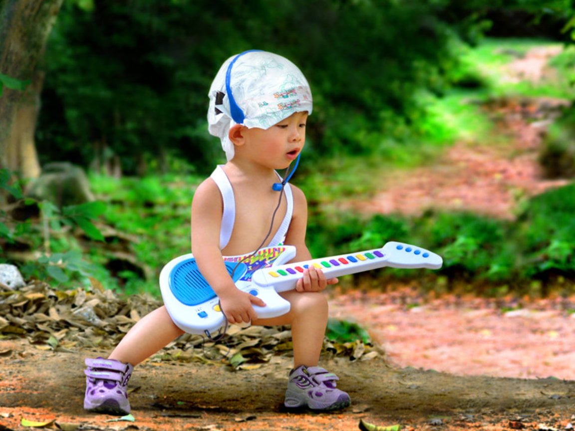 boy, childhood, playing, real people, innocence, looking, controller, child, outdoors, guitar, white, land, leisure activity, focus on foreground, s, one person, HD Wallpaper