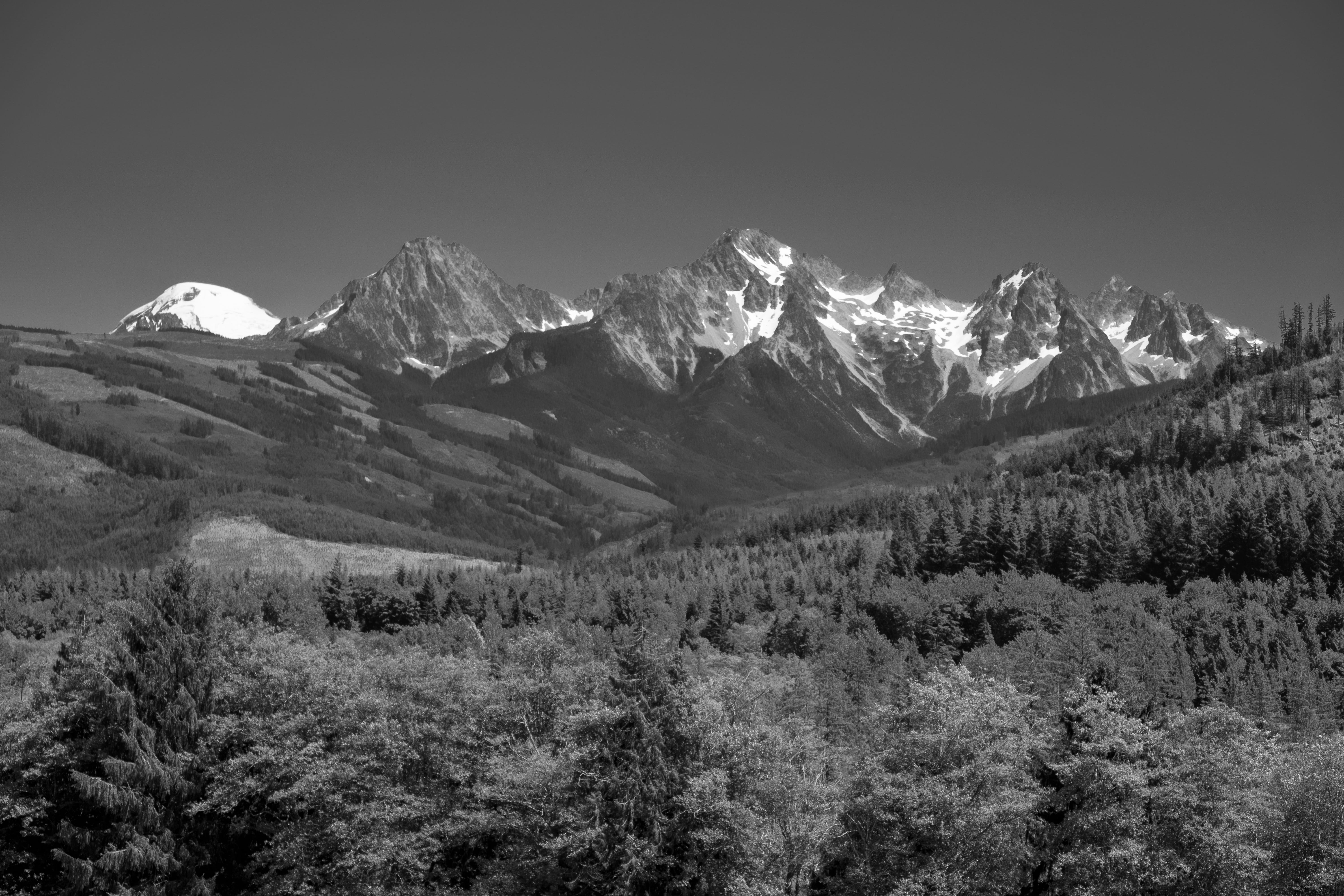 non-urban scene, mountains, hiking, environment, deming, day, sky, mountain peak, plant, tranquil scene, blackandwhite, land, scenics - nature, no people, HD Wallpaper