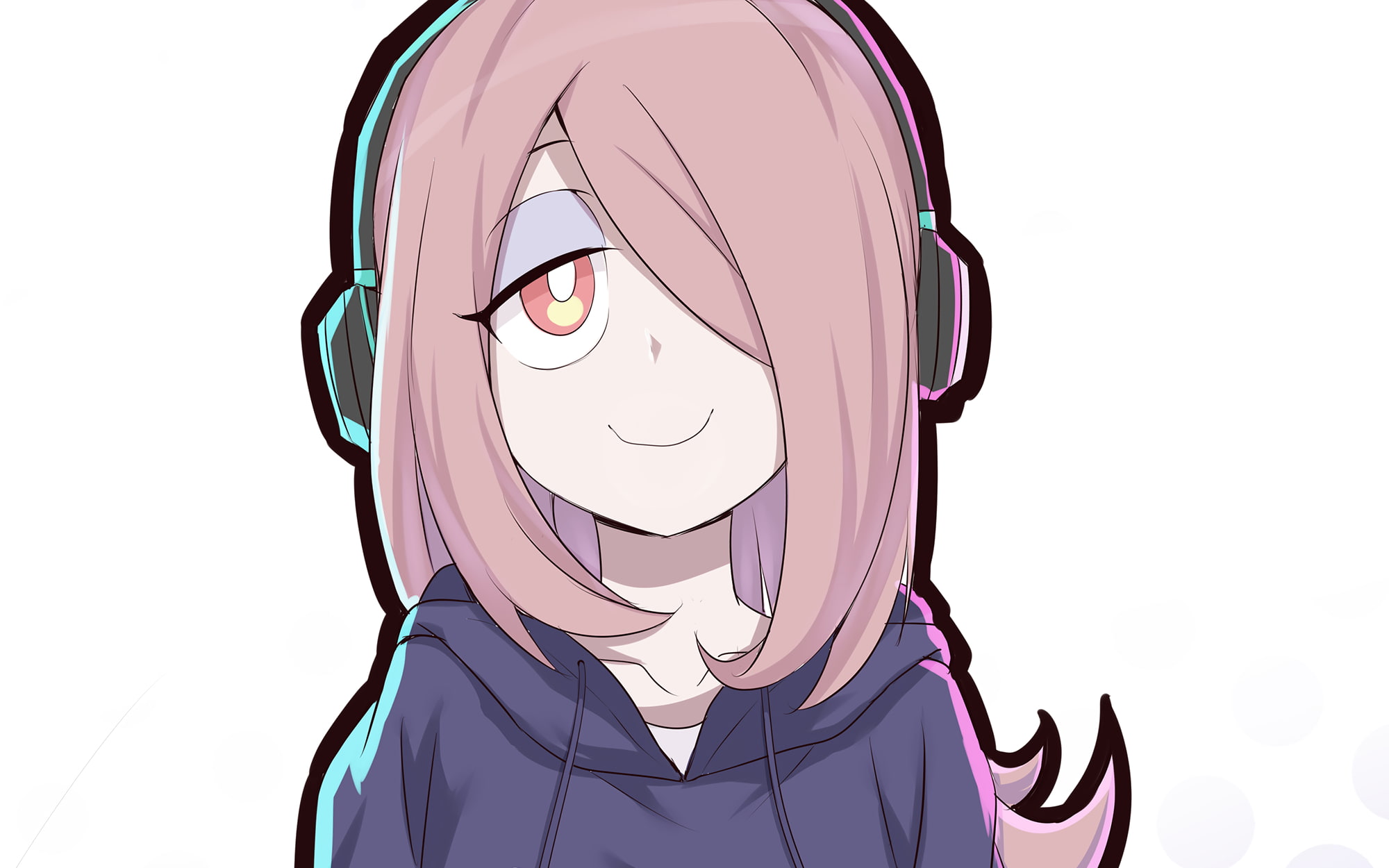 Anime, creativity, smiling, representation, emotion, purple, headphones, manbavaran sucy, lifestyles, studio shot, cut out, front view, young adult, listening, HD Wallpaper