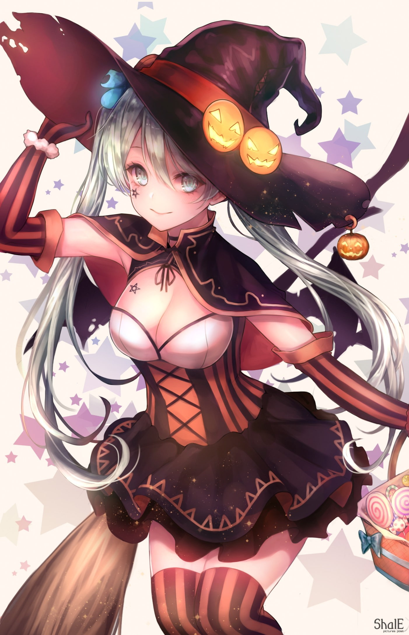witch, cat girl, anime girls, 1080P, anime, Phone HD Wallpaper