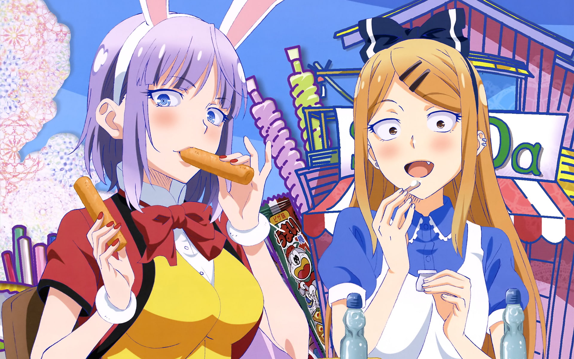 standing, Shidare Hotaru, representation, Anime, mask - disguise, looking at camera, costume, people, adult, human representation, Dagashi Kashi, 1080P, HD Wallpaper