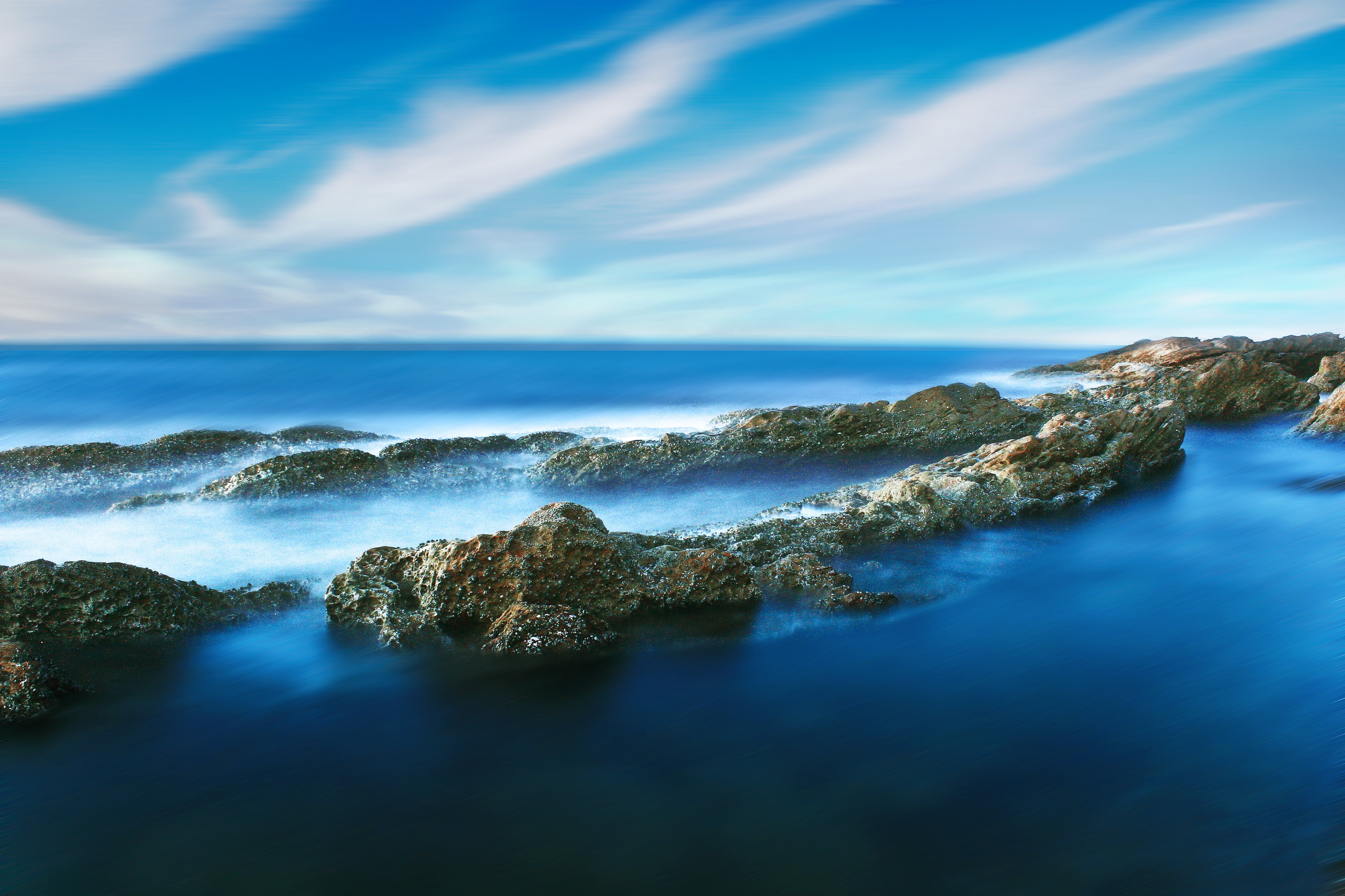 mountains, wood, sky, cascade, wave, stream, environment, river, idyllic, wet, coastline, cliff, nature, horizon over water, scene, 5K, rock, scenery, HD Wallpaper
