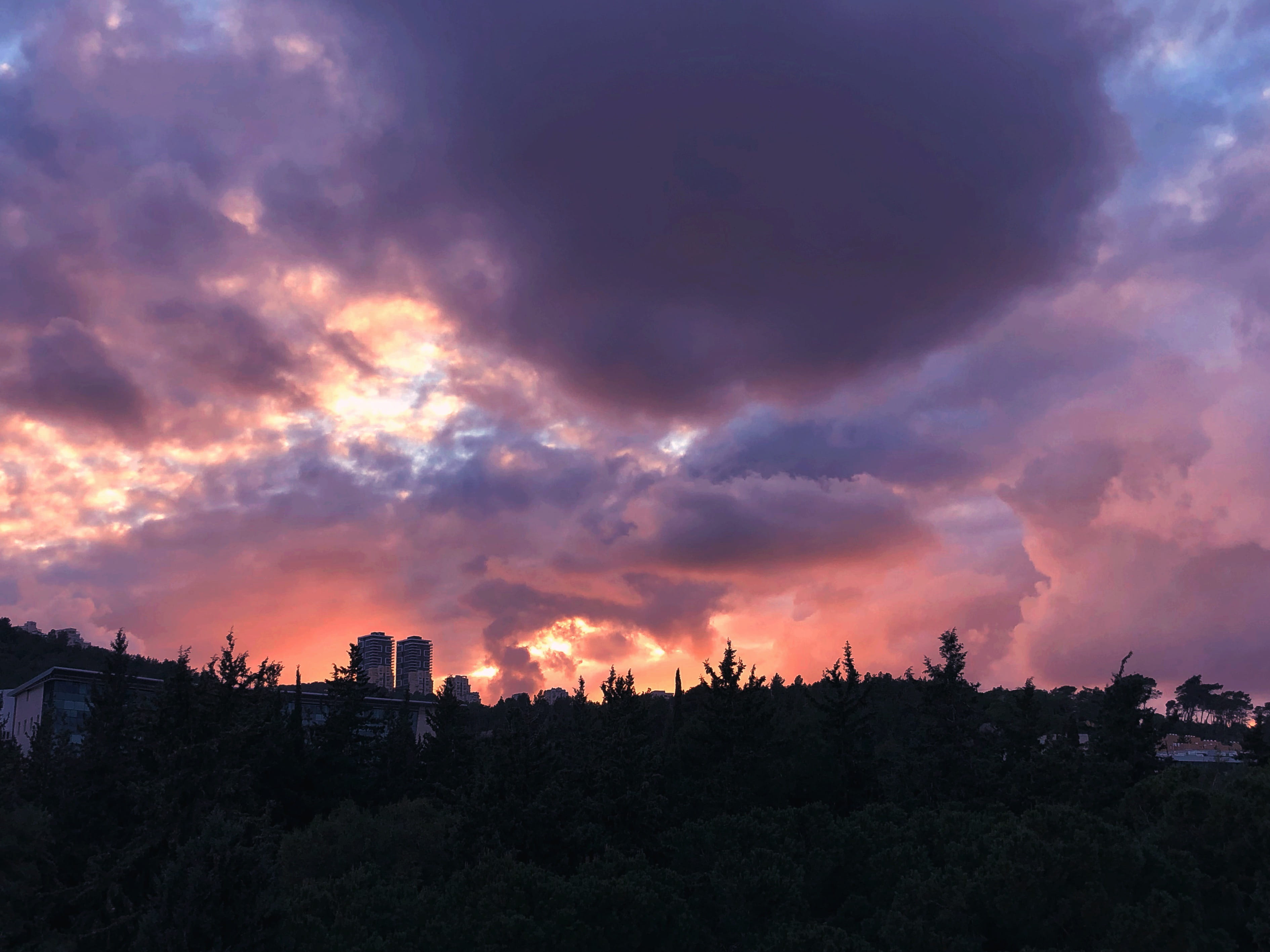 scenics - nature, nature, building exterior, plant, 2K, architecture, built structure, tranquility, dramatic sky, dusk, beauty in nature, landscape, city, HD Wallpaper