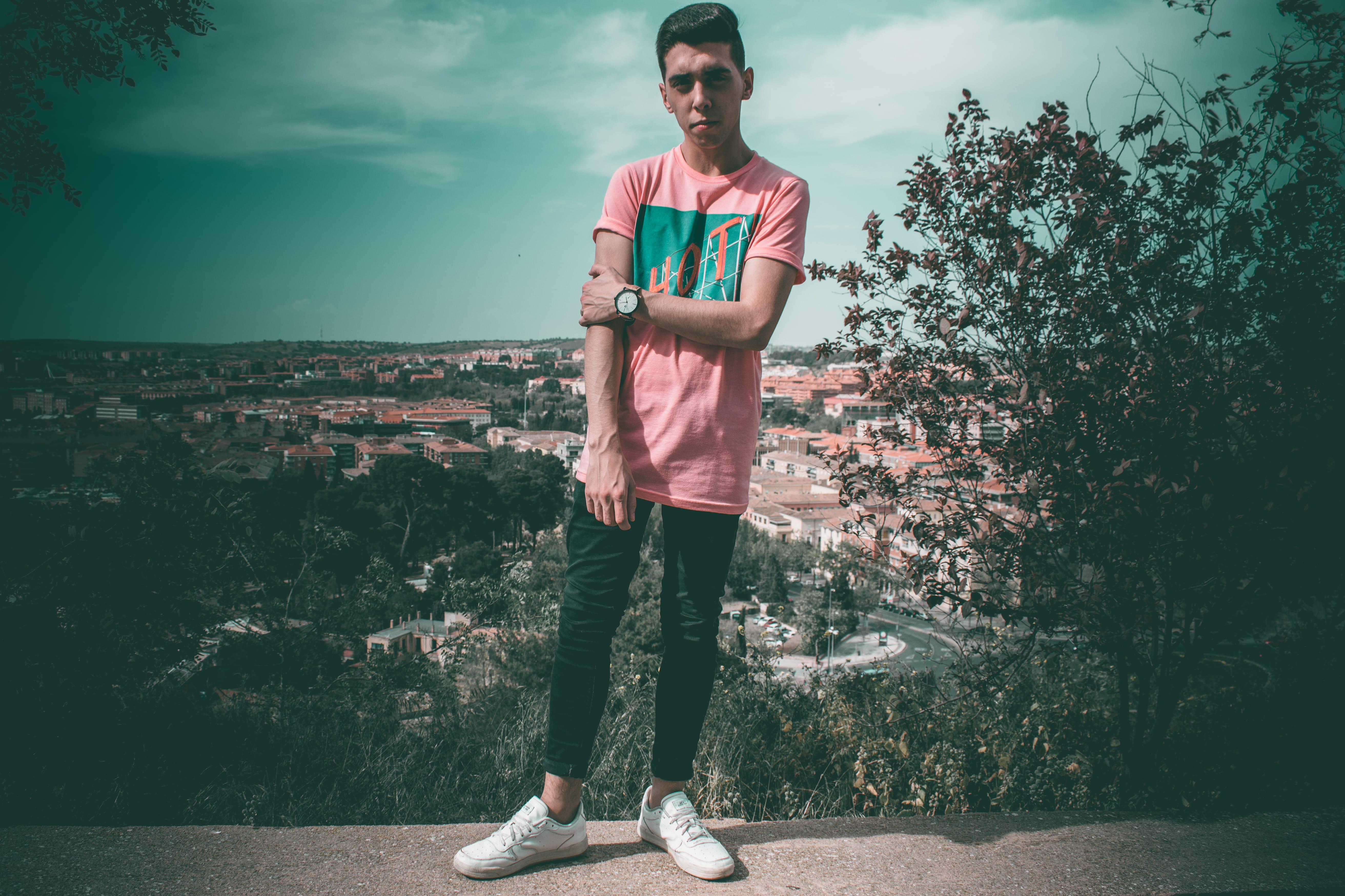 casual clothing, tree, nature, real people, spain, 5K, young men, day, plant, guys, architecture, trees, watch, people, leisure activity, outdoors, young adult, HD Wallpaper