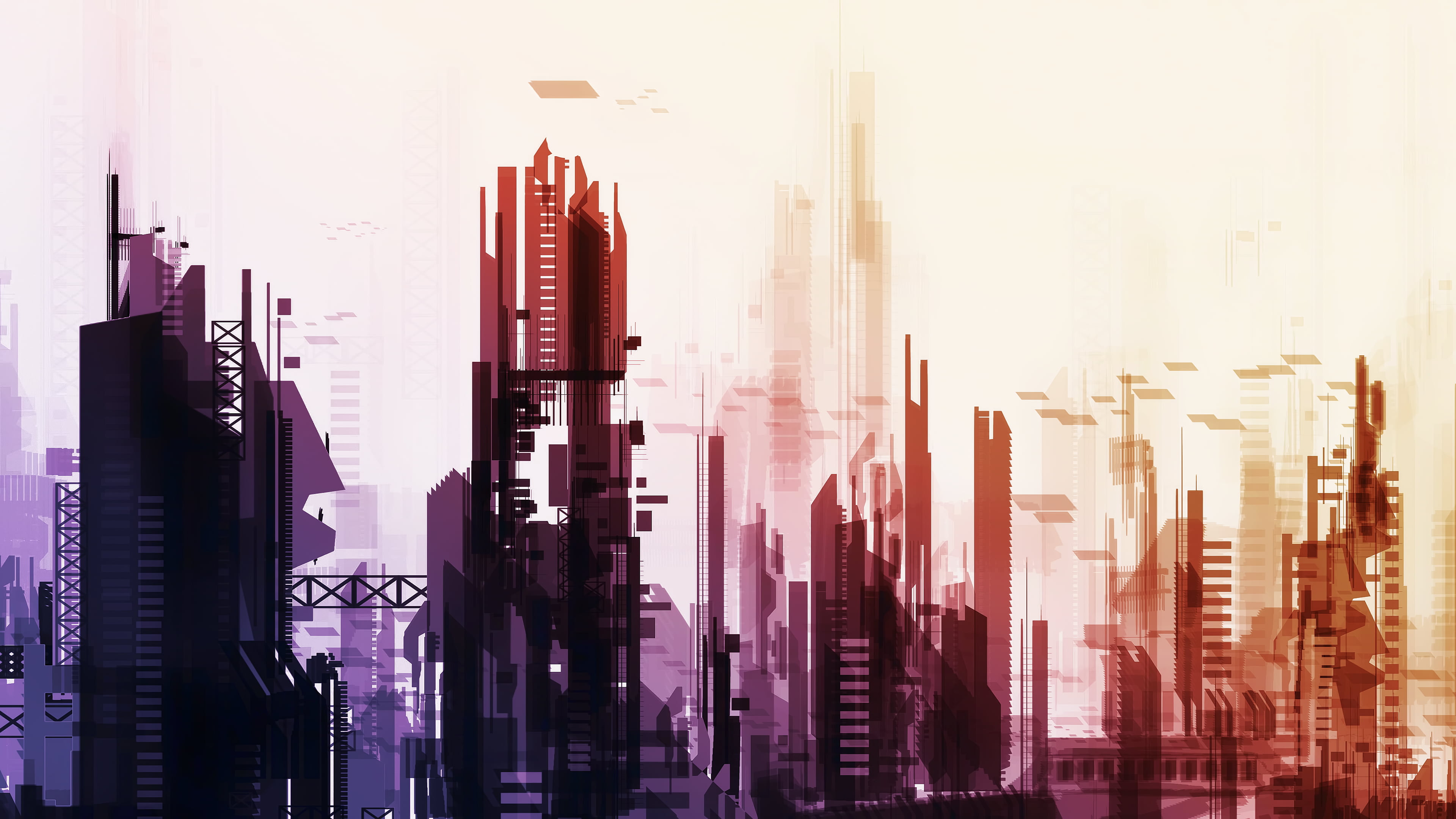sky, landscape, 4K, sunset, nature, office building exterior, cityscape, city, built structure, concept art, residential district, modern, office, futuristic city, HD Wallpaper