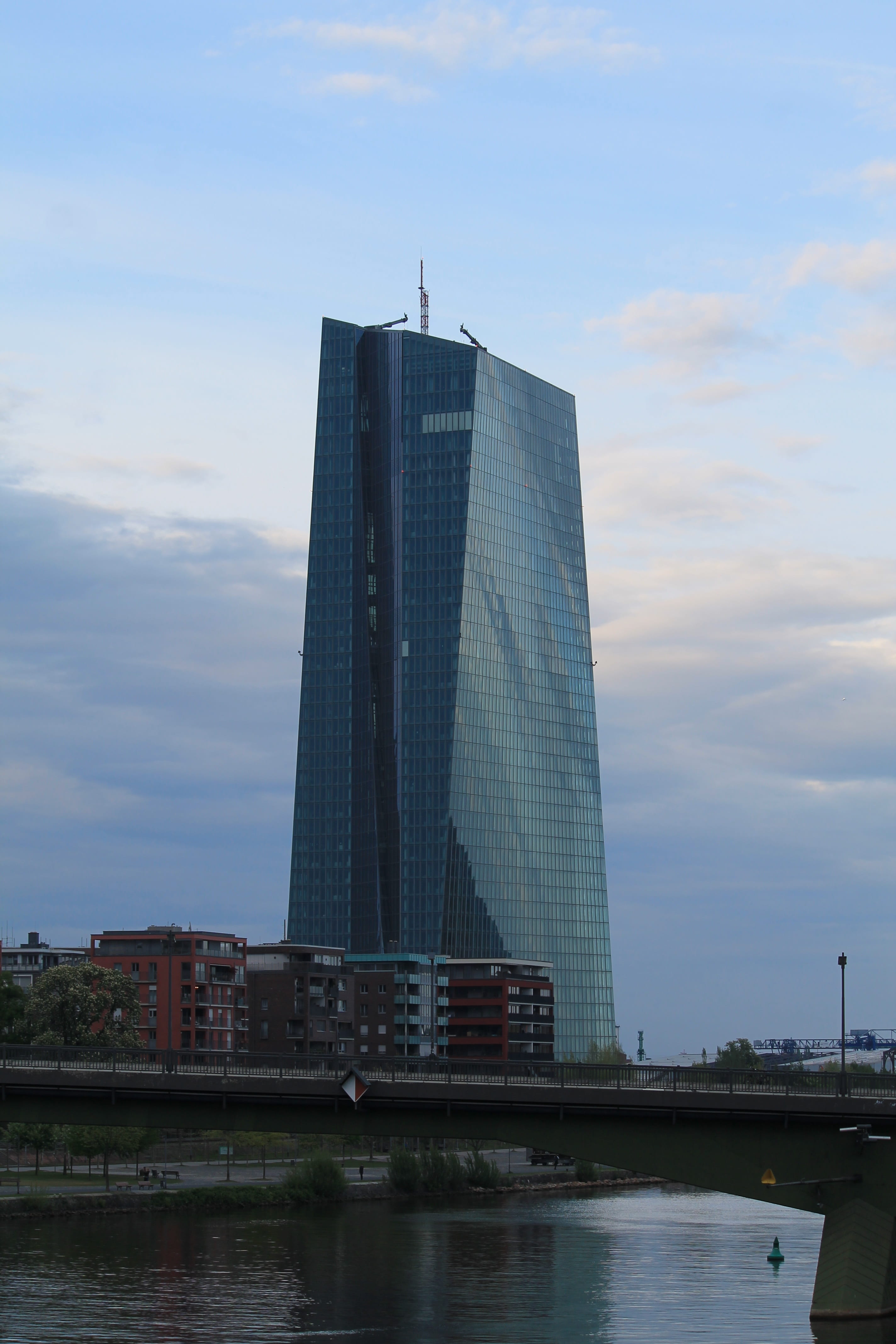 Ecb, day, water, shares, built structure, economy, travel destinations, building exterior, sky, river, European, skyscraper, nature, 4K, no people, europe, Phone HD Wallpaper