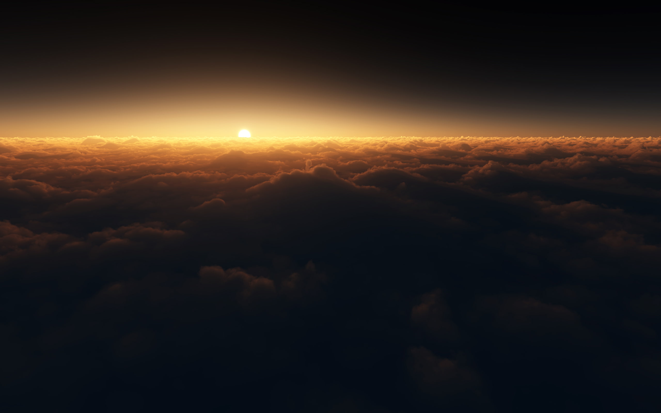 beauty in nature, dark, 2K, the sun, cloudscape, shifted reality, dramatic sky, aerial view, sunset, clouds, sky, awe, idyllic, scenics - nature, outdoors, HD Wallpaper