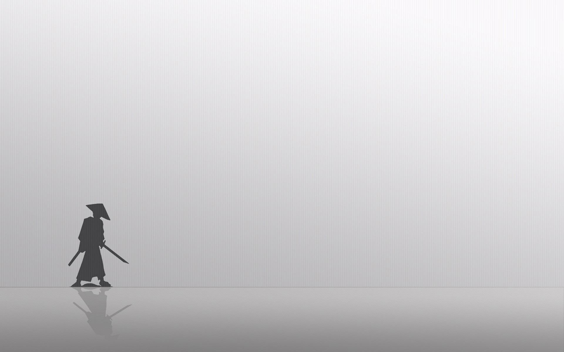 1080P, wearing, hat, samurai, human, minimalistic, 1920x1200, silhouette, HD Wallpaper