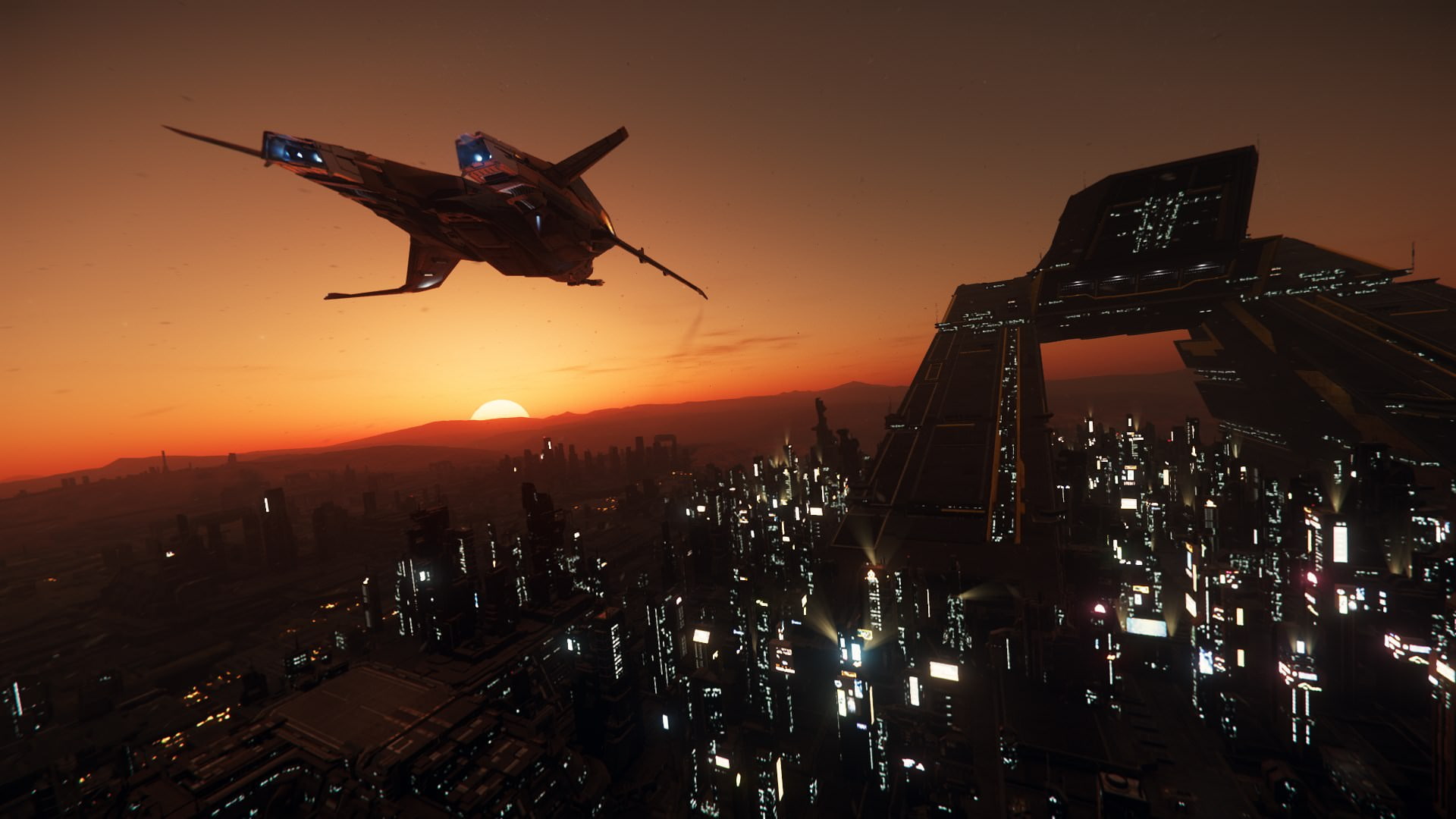 Mustang Beta, sunset, Hurston, Star Citizen, PC gaming, Lorville, 1080P, HD Wallpaper
