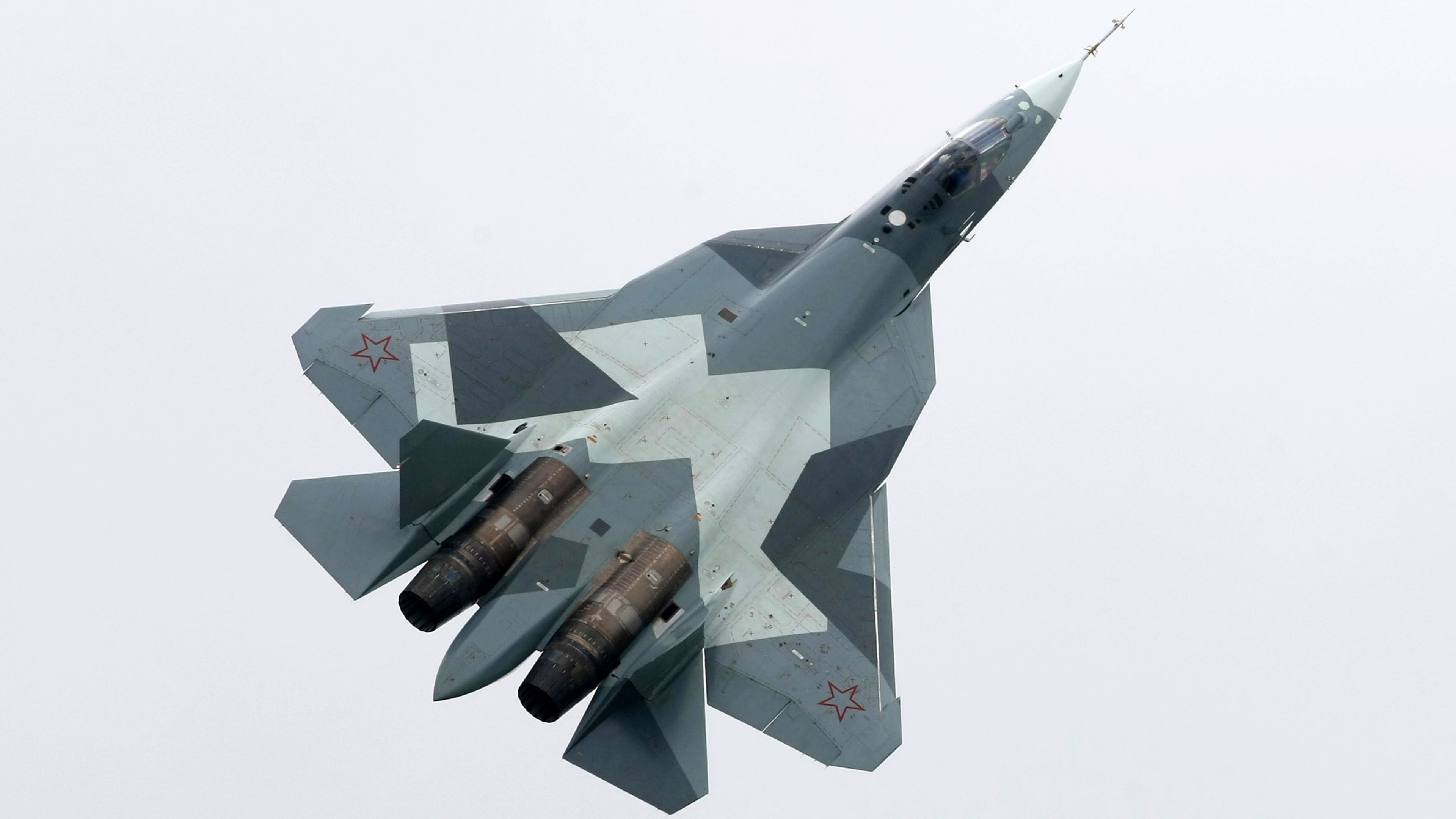 black, Sukhoi T-50, photo, red star, closeup, fighter, fighter aircraft, 4K, Russian army, gray, jet, air force, HD Wallpaper