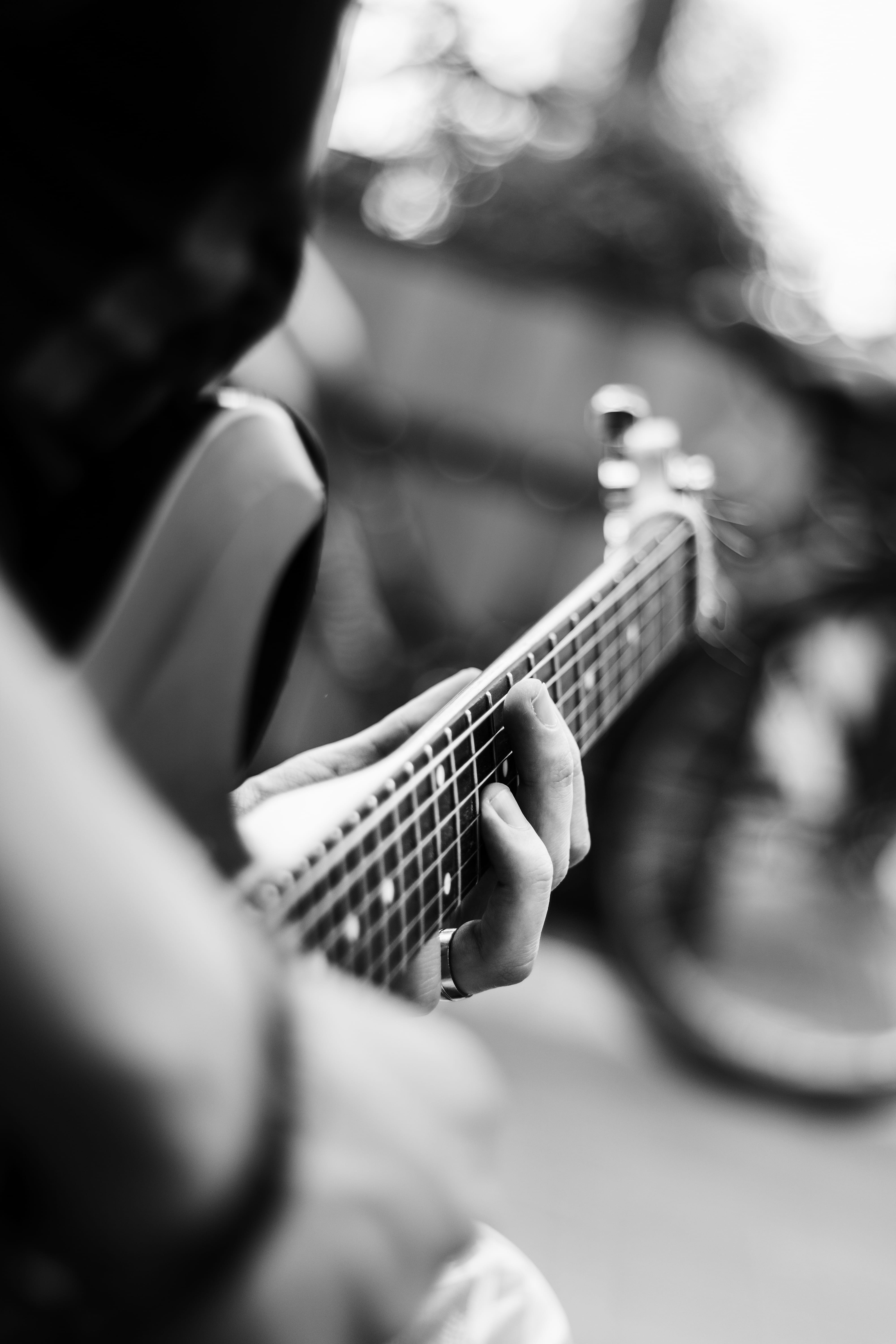close-up, one person, musical instrument string, hands, guitar, depth of field, string instrument, musical equipment, playing, guitarist, fingers, instrument, Phone HD Wallpaper