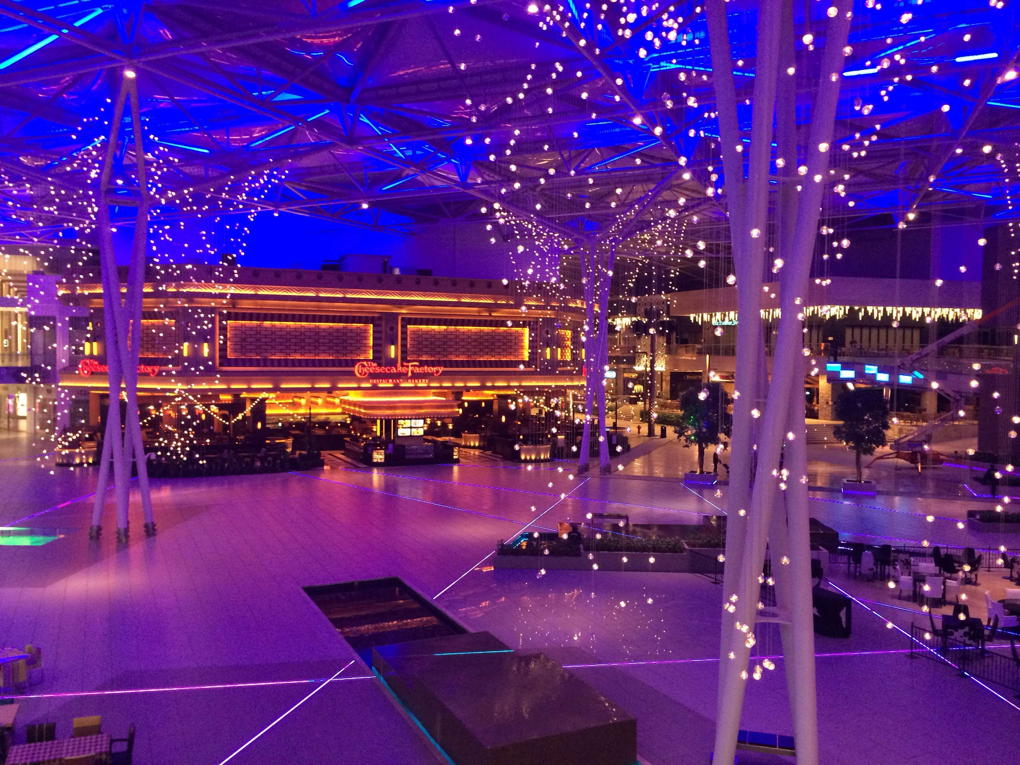 arts culture and entertainment, architecture, night, luxury, auditorium, illuminated, evening, celebration, concert, dusk, wealth, 2K, blue, purple, ceiling, HD Wallpaper