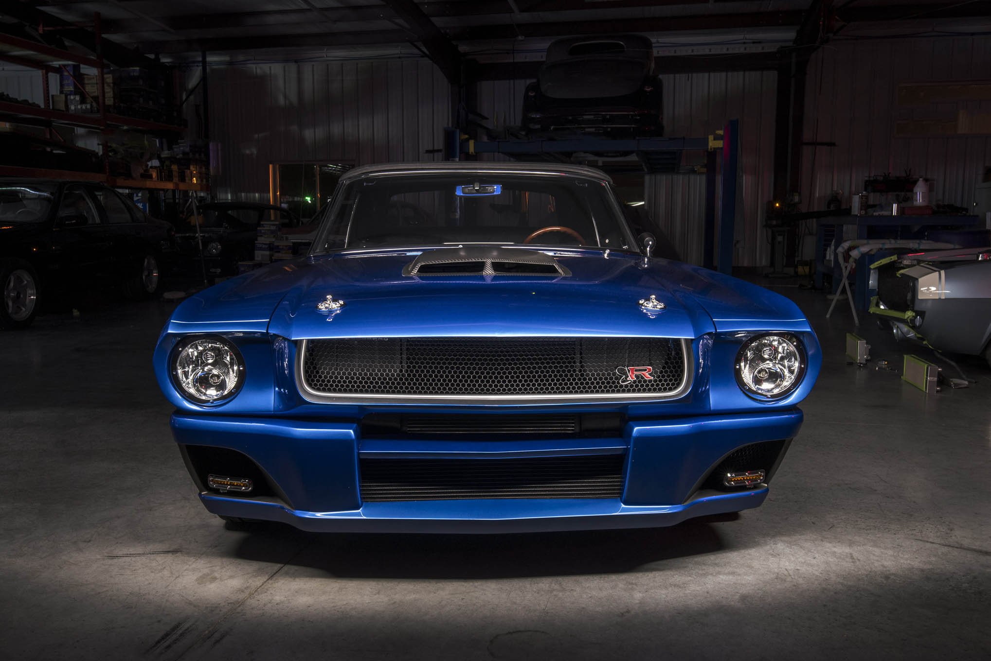 resto, ballistic, mustang, blue, ford, cars, mod, convertible, 1080P, 1965, HD Wallpaper