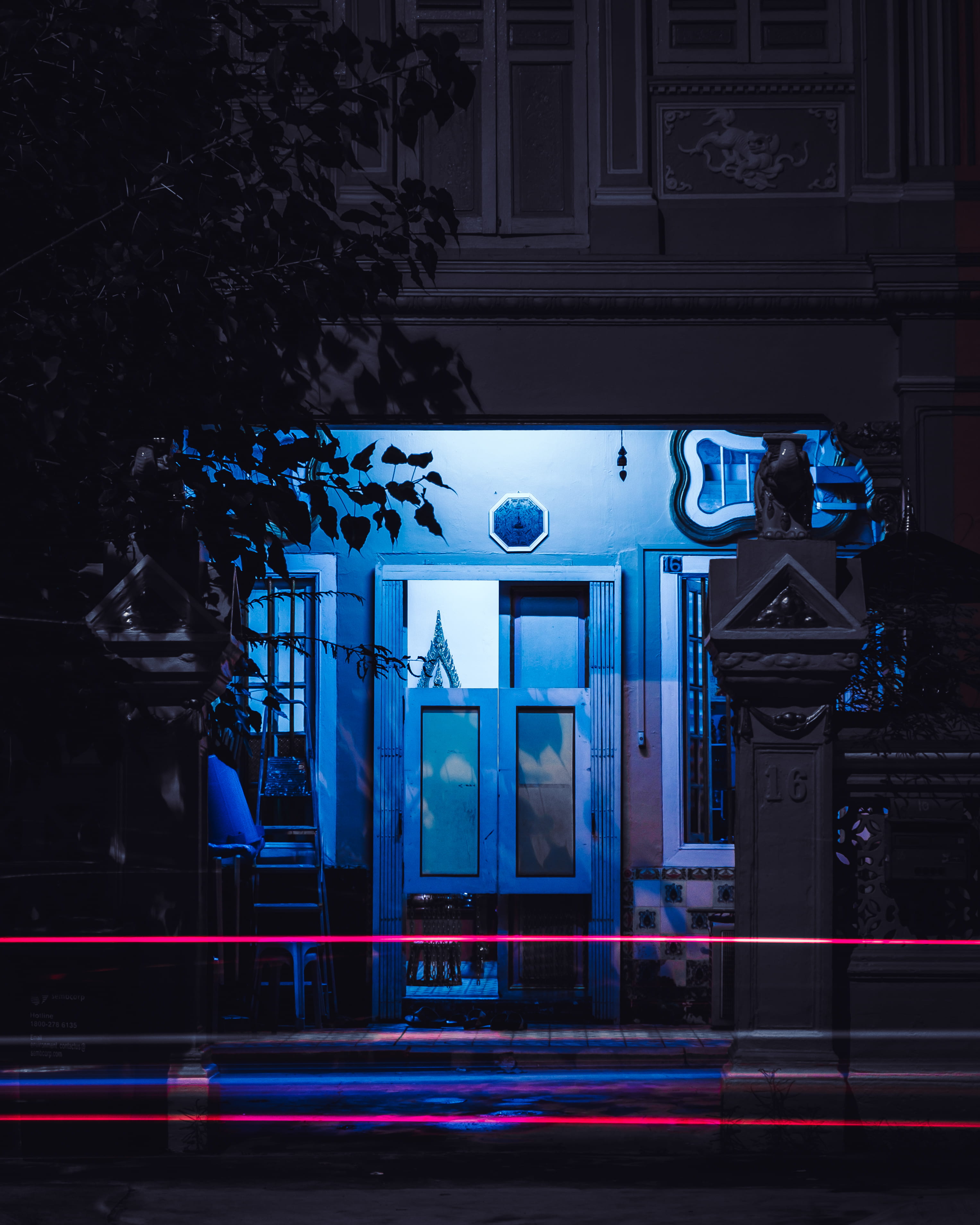 motion, human representation, house, long exposure, near, illuminated, outdoors, street line, street, building exterior, building, gray, dark, facade at night, Phone HD Wallpaper