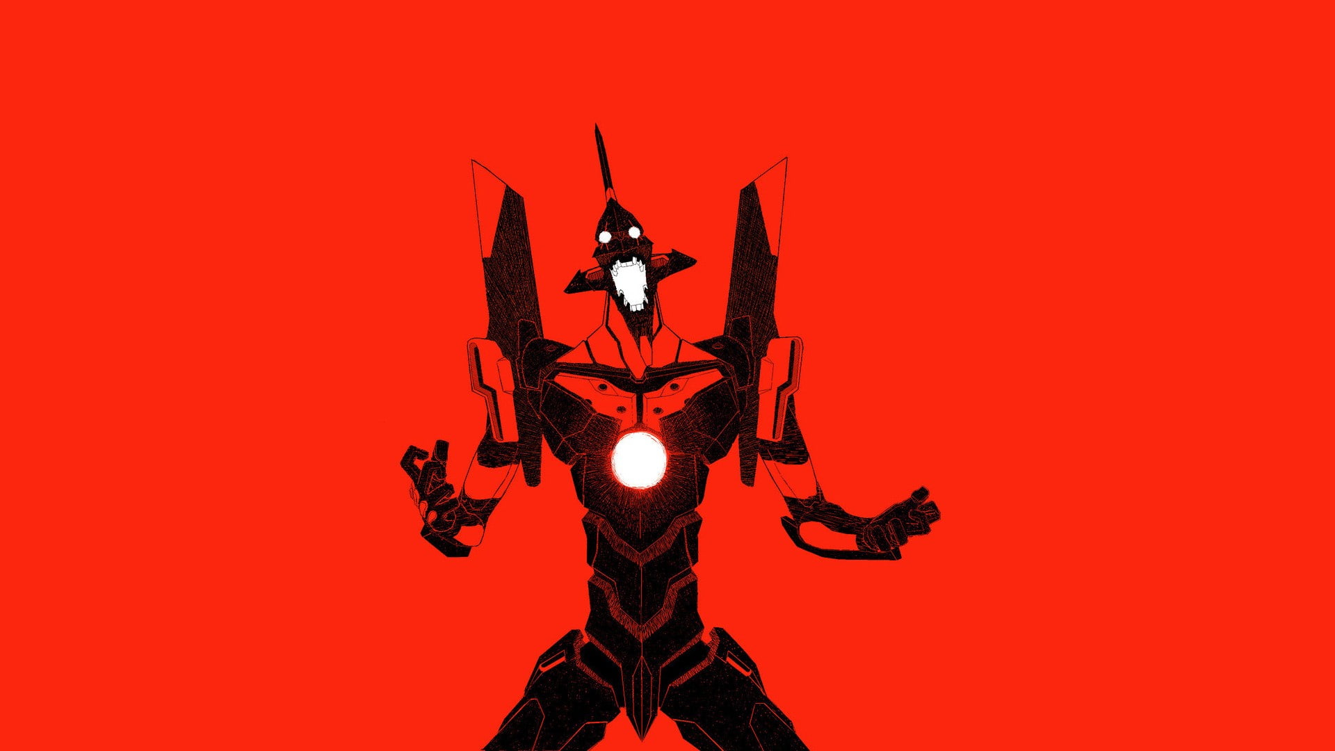 EVA Unit 01, 1080P, robot, Neon Genesis Evangelion, red background, anime, HD Wallpaper