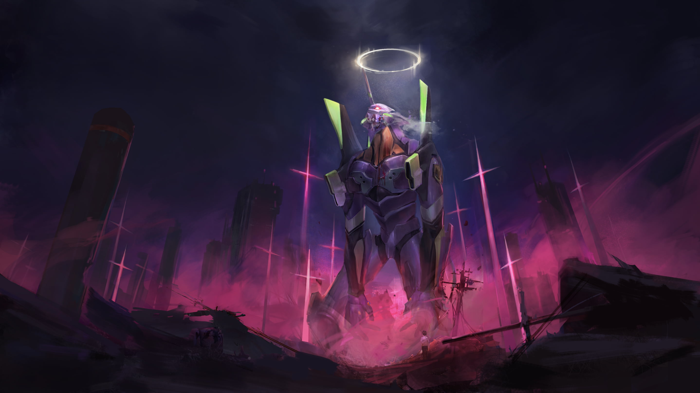EVA Unit 01, 2K, Kurogareki, anime, Neon Genesis Evangelion, HD Wallpaper