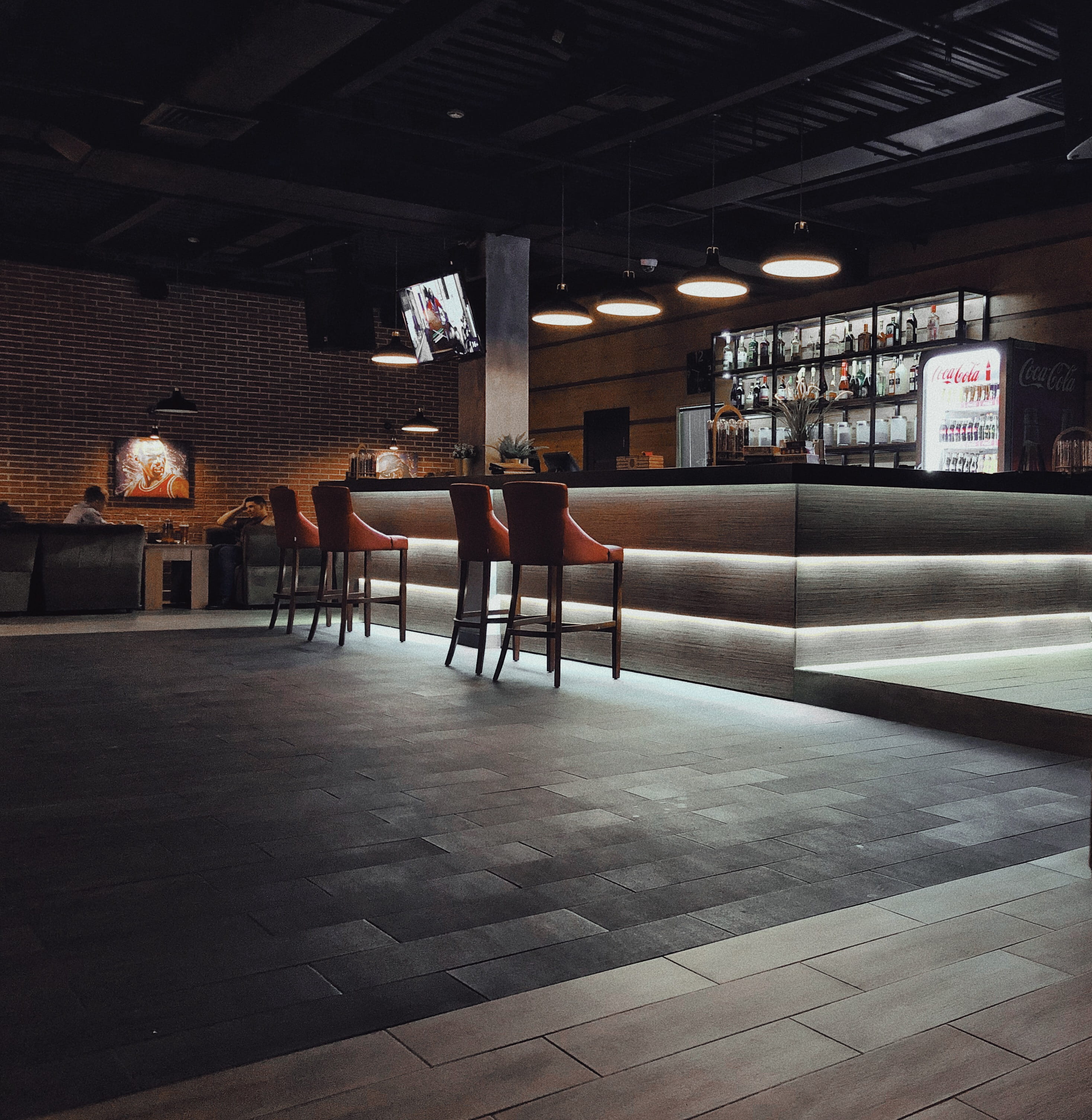 bar counter, wood, person, rear view, floor, men, human, illuminated, food, pub, people, table, seat, full length, ceiling, waiting, indoors, couch, chair, Phone HD Wallpaper