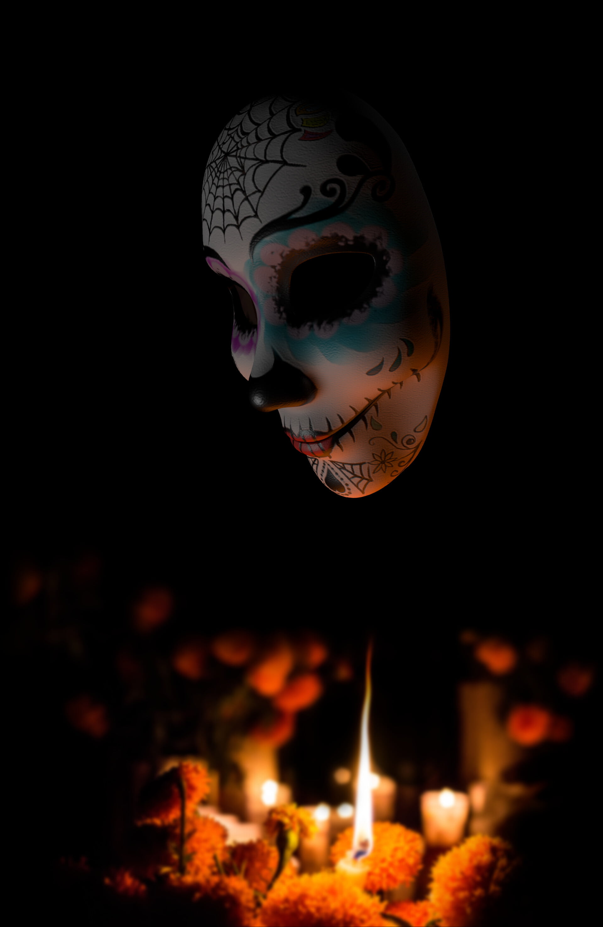 Iris Solis, digital art, 2K, mask, ArtStation, Dia de los Muertos, Phone HD Wallpaper
