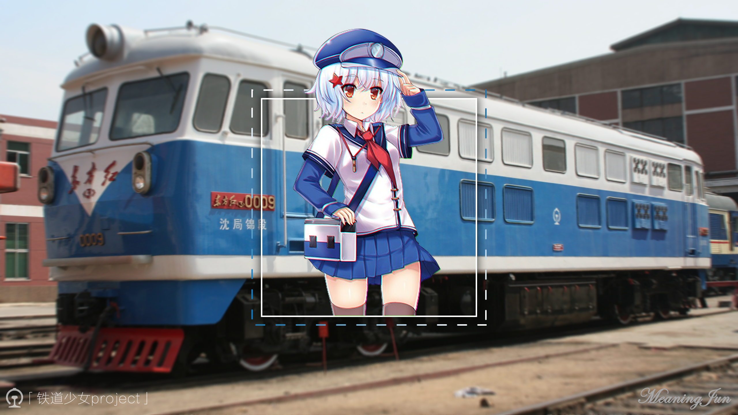 Chinese train, anime, digital art, DFH3 type diesel locomotive, anime girls, Railway Girl Project, 2K, China, train, 2D, MeaningJun, picture-in-picture, HD Wallpaper
