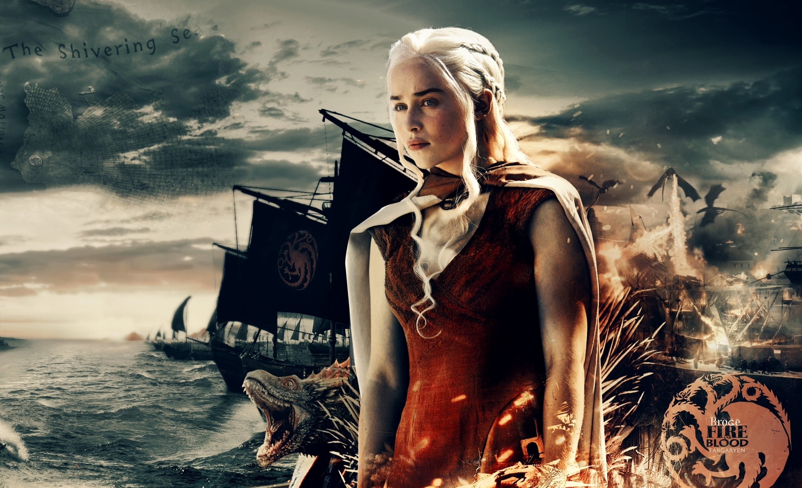 tv series, human representation, architecture, actress, art and craft, sky, Emilia Clarke, young adult, nature, waist up, Game of Thrones (TV Series 2011– ), HD Wallpaper