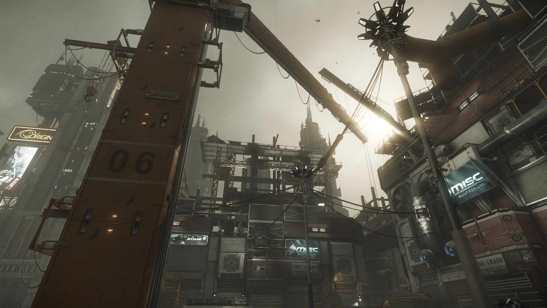 machinery, construction equipment, built structure, construction industry, crane - construction machinery, day, illuminated, 1080P, Star Citizen, outdoors, HD Wallpaper