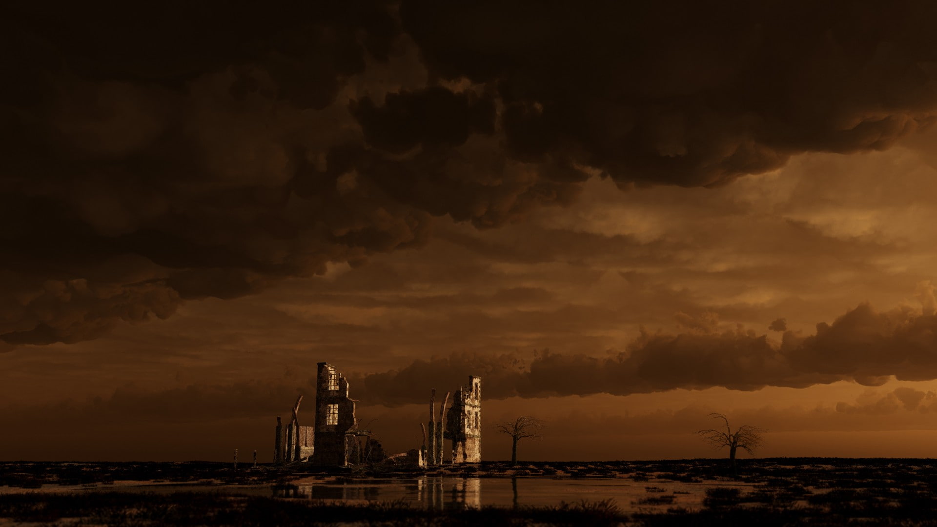 nature, 1080P, fuel and power generation, futuristic, sunset, apocalyptic, architecture, oil industry, business, crane - construction machinery, pollution, HD Wallpaper