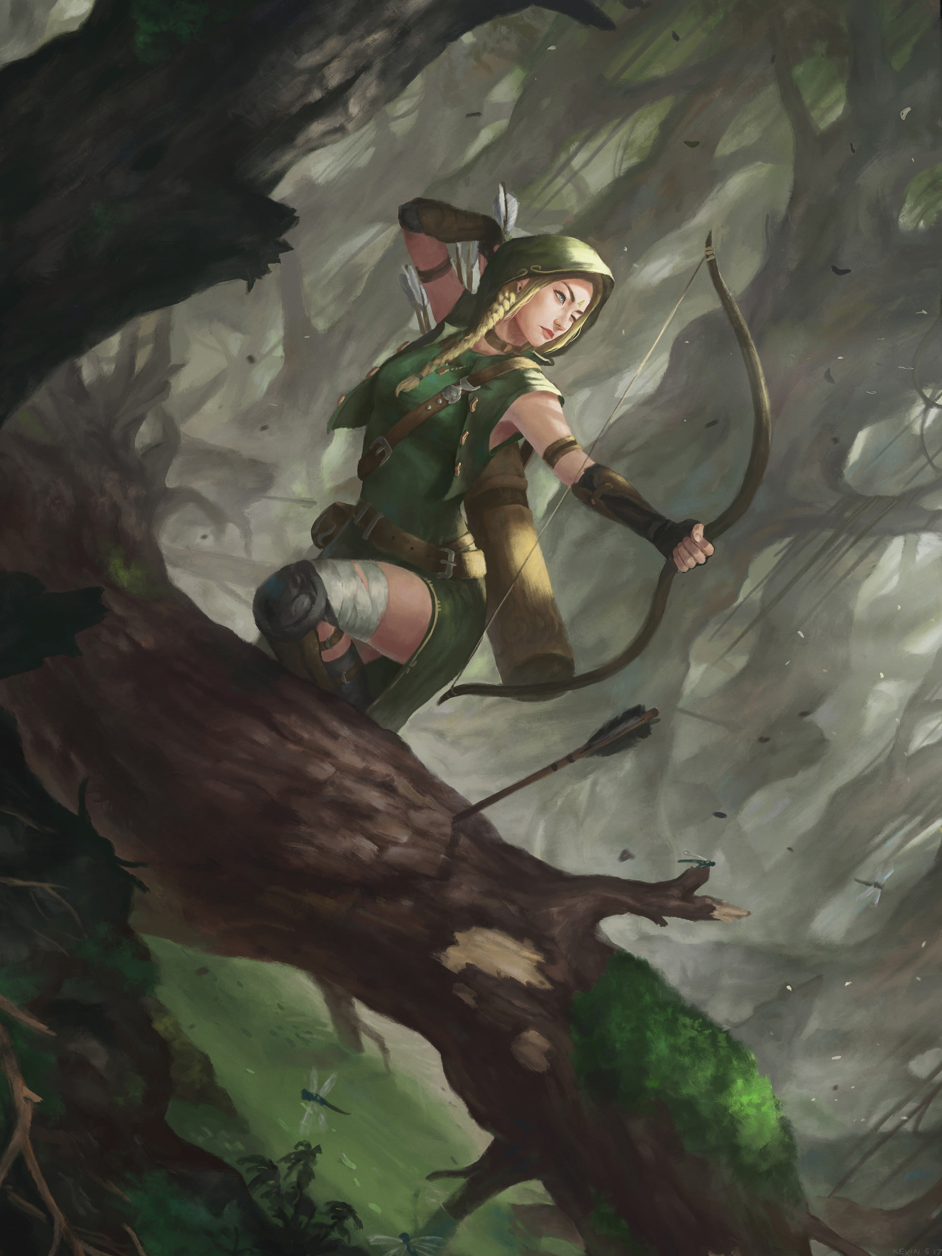 climbing, adventure, outdoors, nature, extreme sports, day, land, warrior, fantasy art, lifestyles, real people, archer, full length, adult, Kevin Sidharta, Phone HD Wallpaper