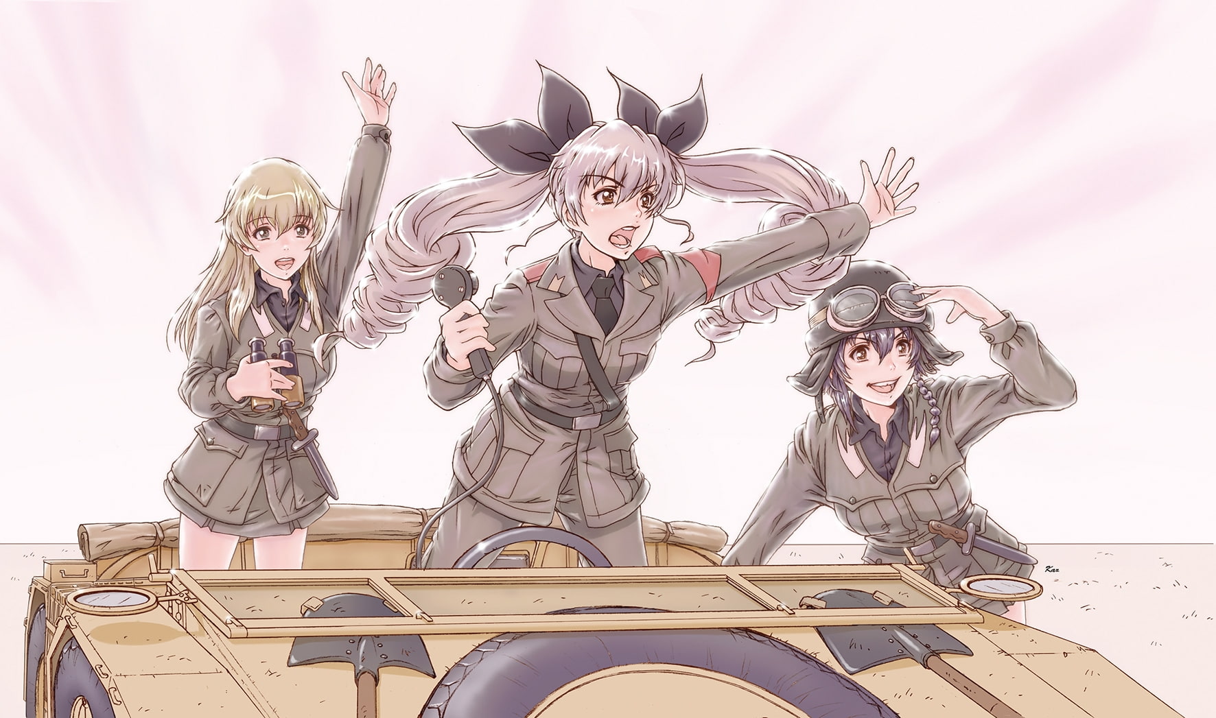 girls und panzer, creativity, animal wildlife, statue, adult, people, sculpture, tank, human representation, young women, Anime, looking at camera, angel, HD Wallpaper