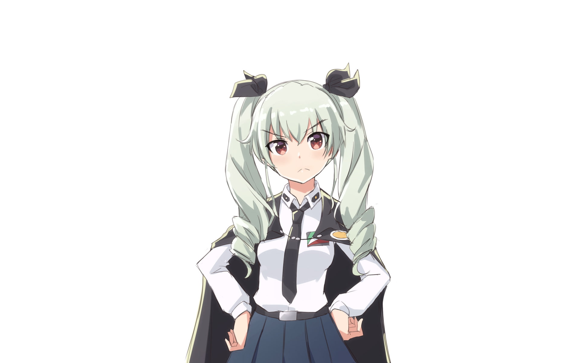 retro styled, fear, 1080P, cut out, disguise, looking at camera, one person, waist up, Anime, human body part, mask, studio shot, Anchovy (Girls und Panzer), HD Wallpaper