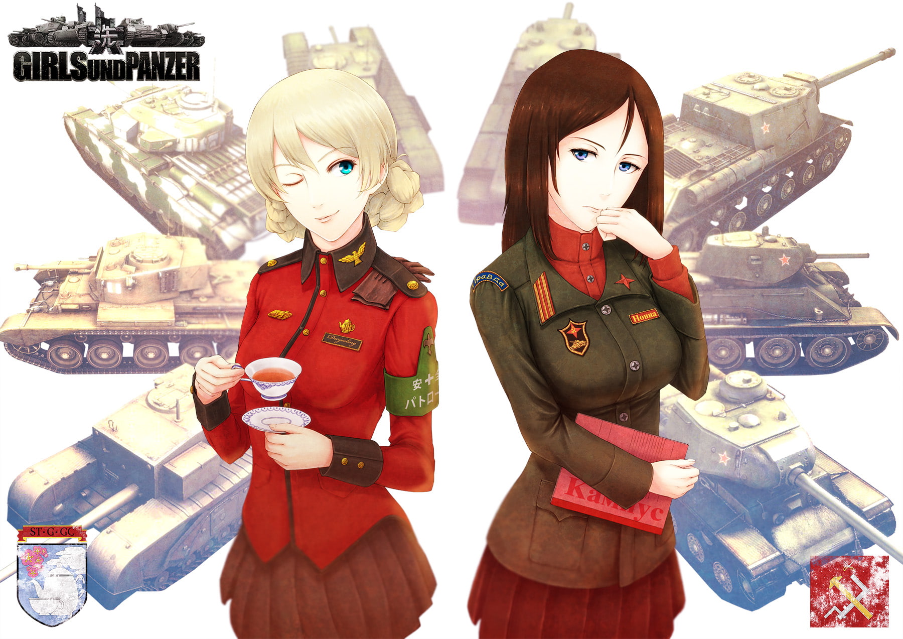 darjeeling, 720P, nonna, girls, yuukou, und, panzer, HD Wallpaper