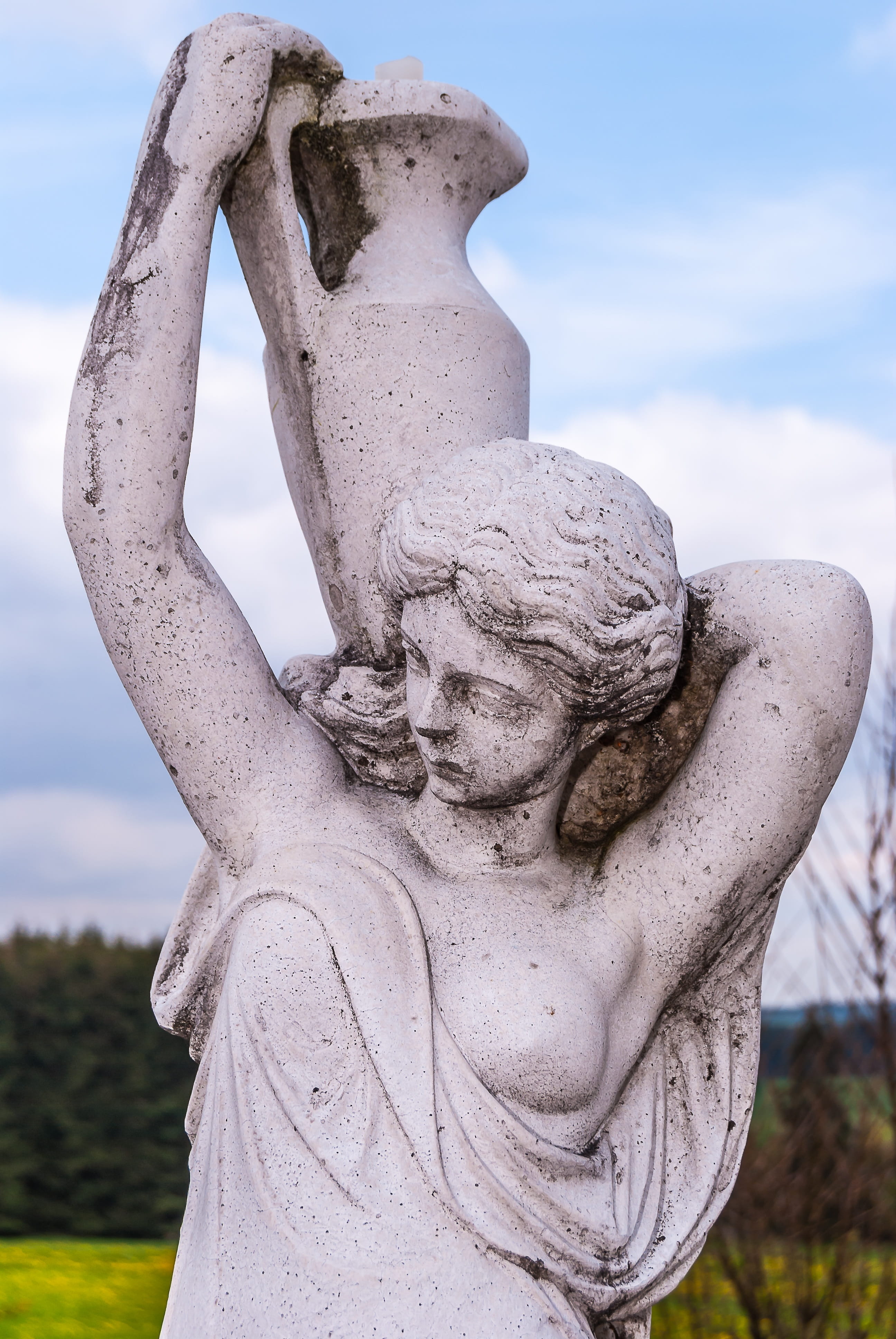 outdoors, Greece, sky, antiquity, art and craft, Greek, representation, Statue, woman, female likeness, history, sculpture, close-up, angel, nature, day, Phone HD Wallpaper