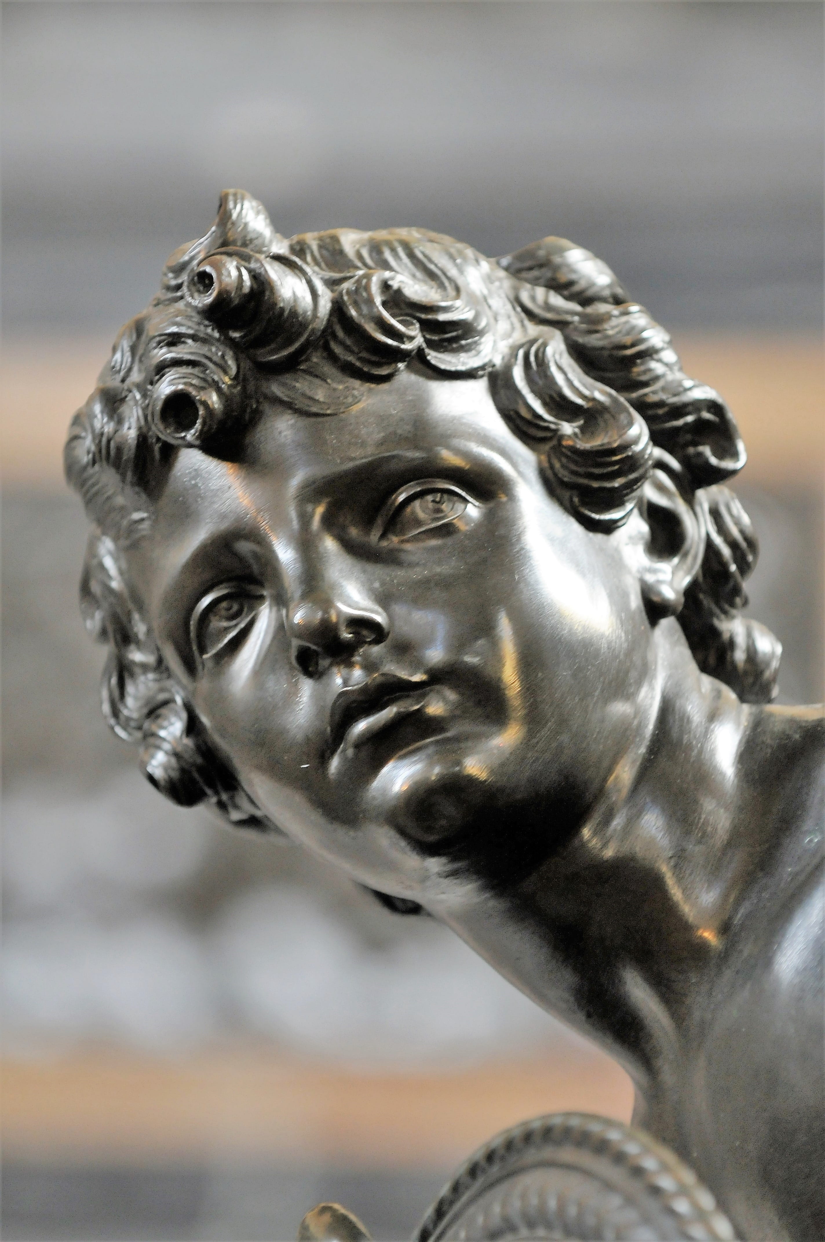 outdoors, statue, face, bronze - alloy, sculpture, greece, day, close-up, male likeness, rome, the past, antique, no people, culture, gold colored, focus on foreground, Phone HD Wallpaper