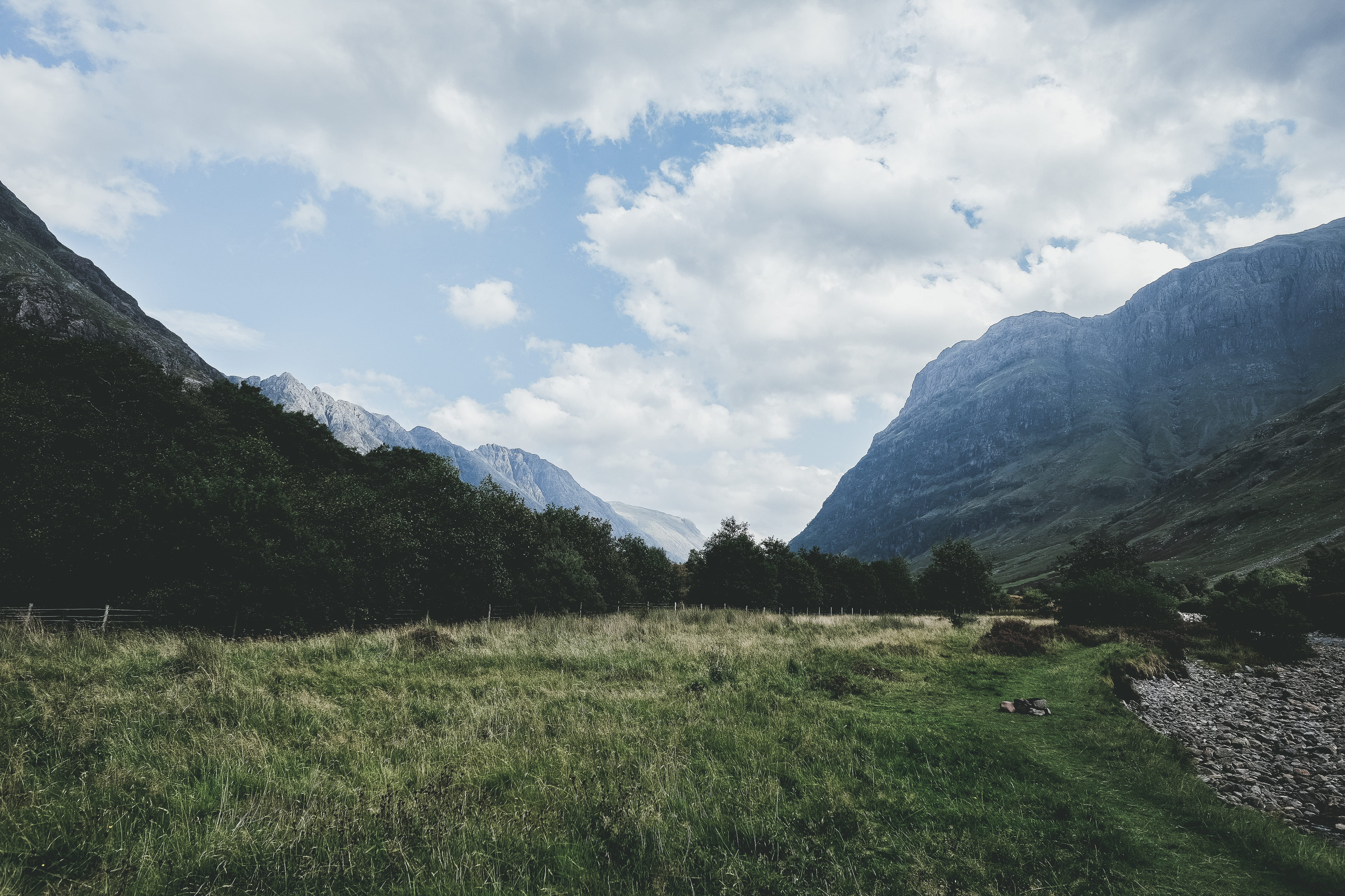 mountain range, mountain, tranquil scene, outdoors, green color, scotland, 4K, nature, mountains, plant, environment, tree, idyllic, cloud - sky, fort augustus, HD Wallpaper