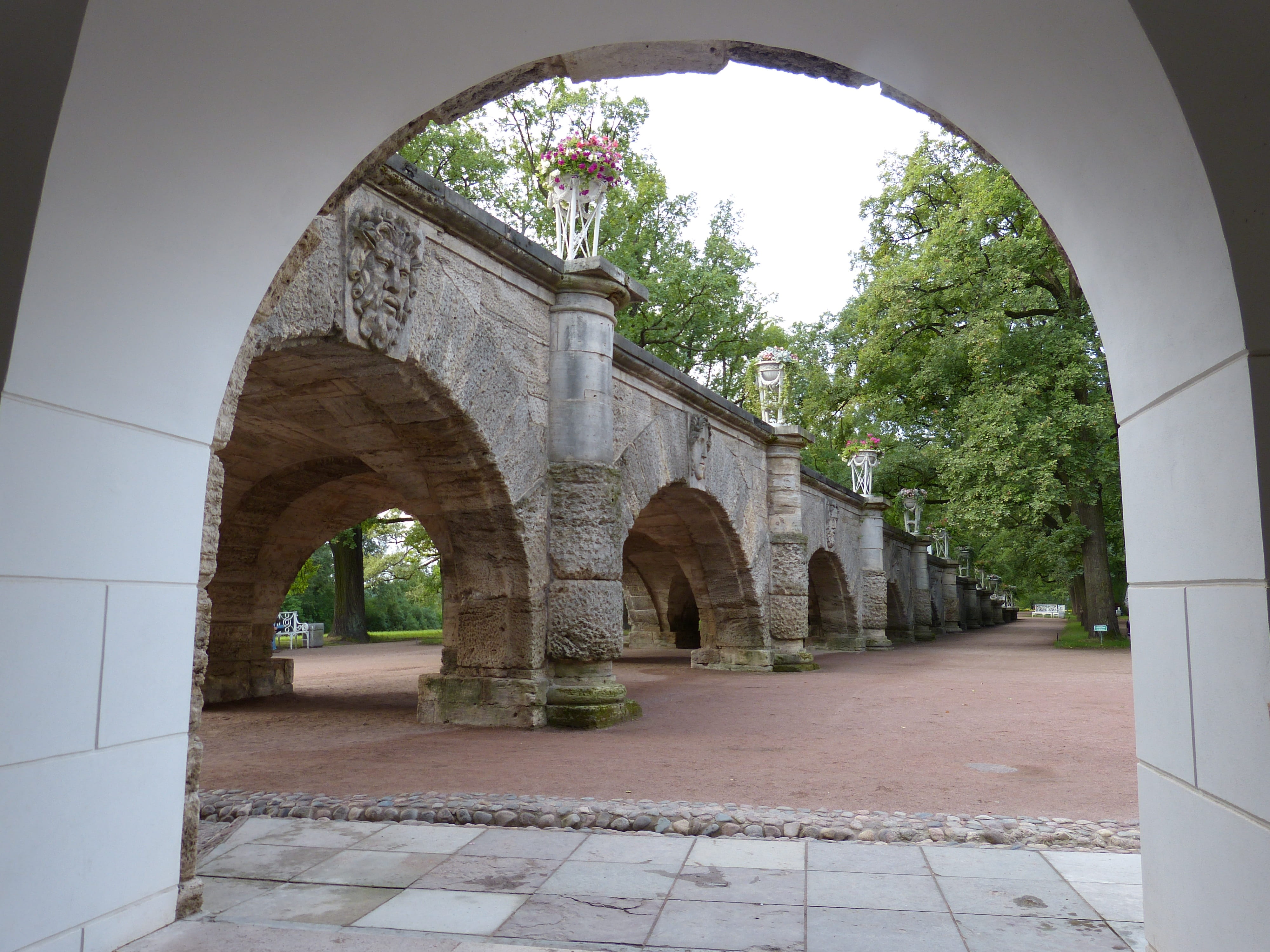 built structure, indoors, outdoors, catherines palace, river cruise, window, ancient, nature, bridge, Russia, palace, history, courtyard, arched, architectural column, HD Wallpaper