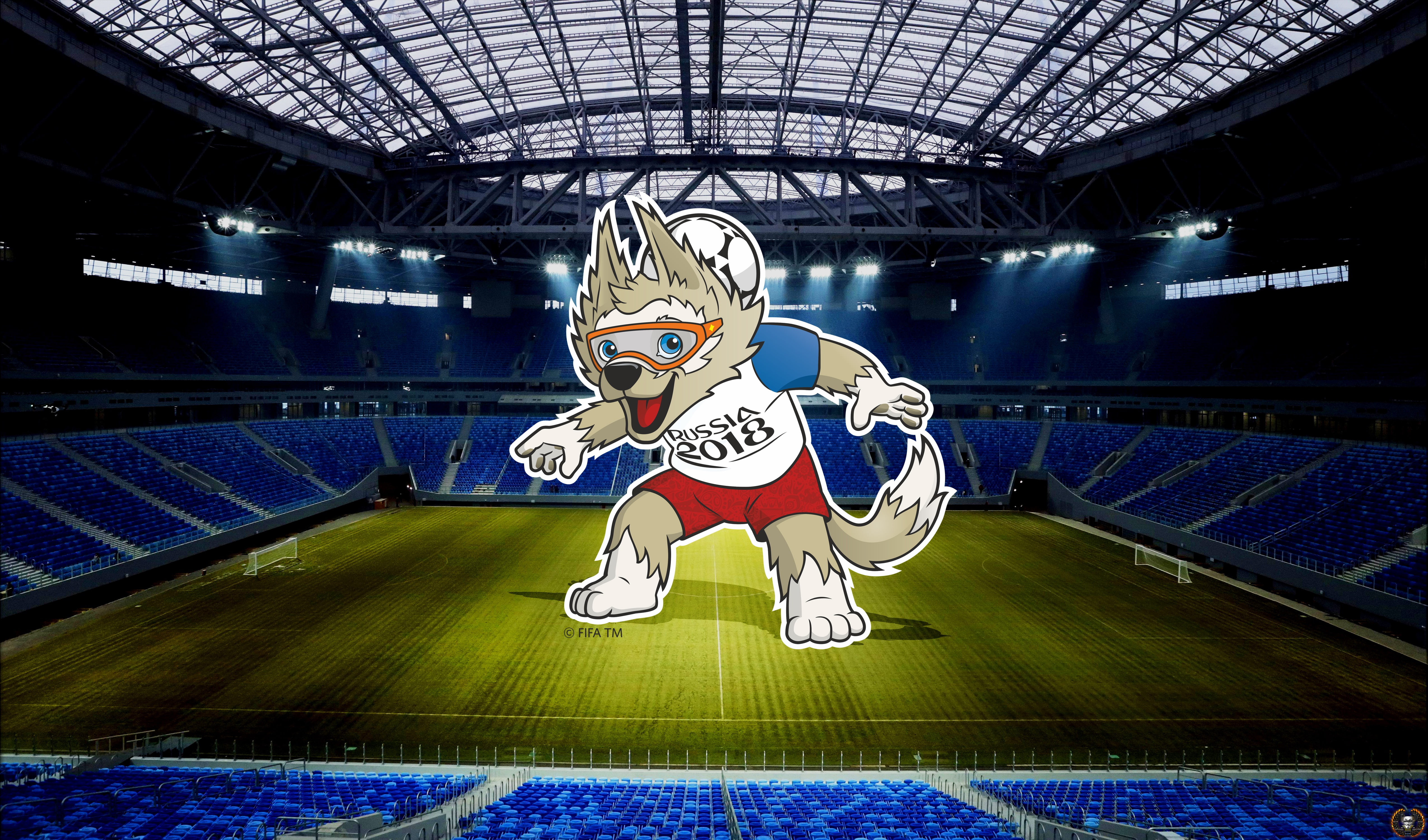 4K, Talisman, Russia, Zenit Arena, Mascot, FIFA, St. Petersburg, Saint-Petersburg Stadium, Zenit, Krestovsky Stadium, The world Cup 2018 Zabijaka, 2018, HD Wallpaper
