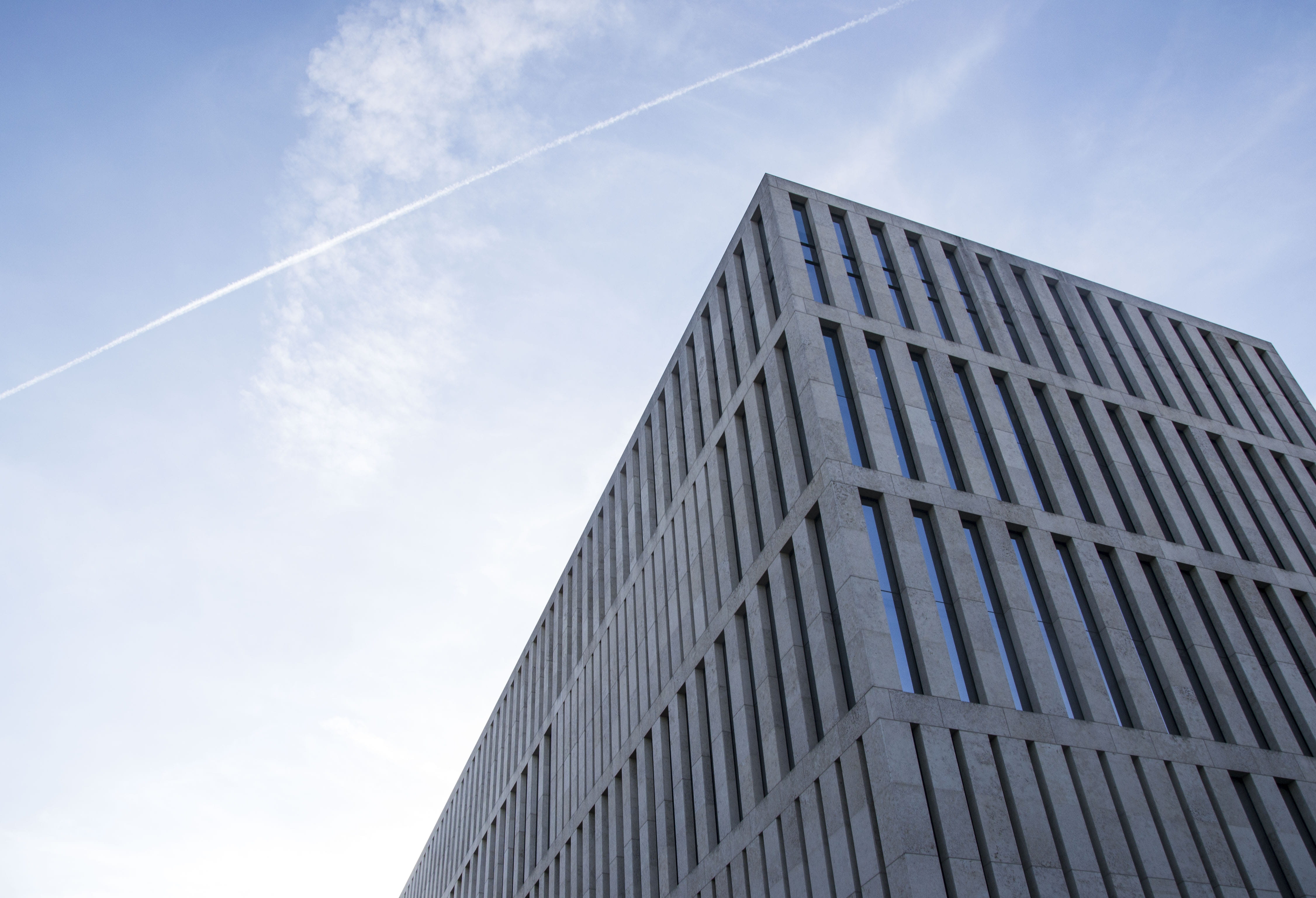 building, outdoors, sunlight, window, low angle view, mitte, nature, pattern, 4K, modern, day, city, office, cloud - sky, architecture, sky, germany, building exterior, HD Wallpaper